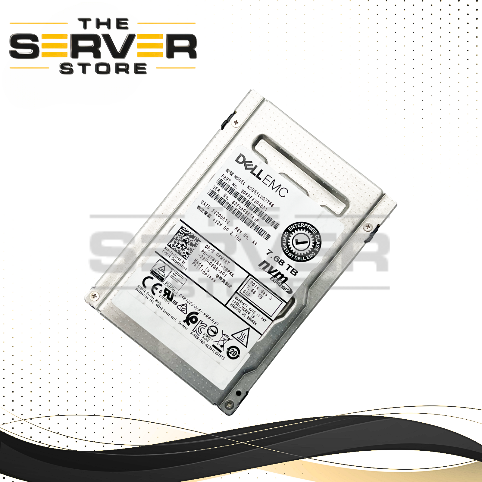 Dell EMC 7.68TB NVMe U.2 PCIe G3 x4 2.5 SSD Kioxia CD5 KCD5XLUG7T68 0FWYRY FWYRY