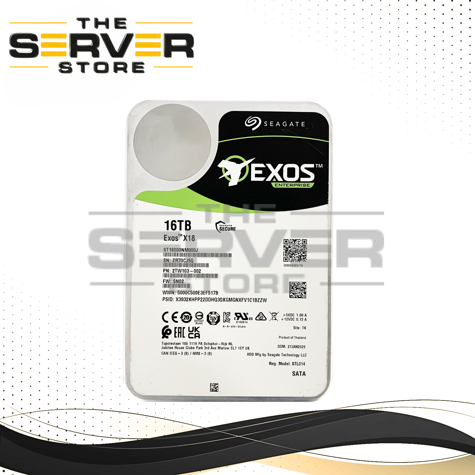 Seagate 16TB SATA 6G LFF 3.5" HDD Exos X18 2TW103-002 ST16000NM000J