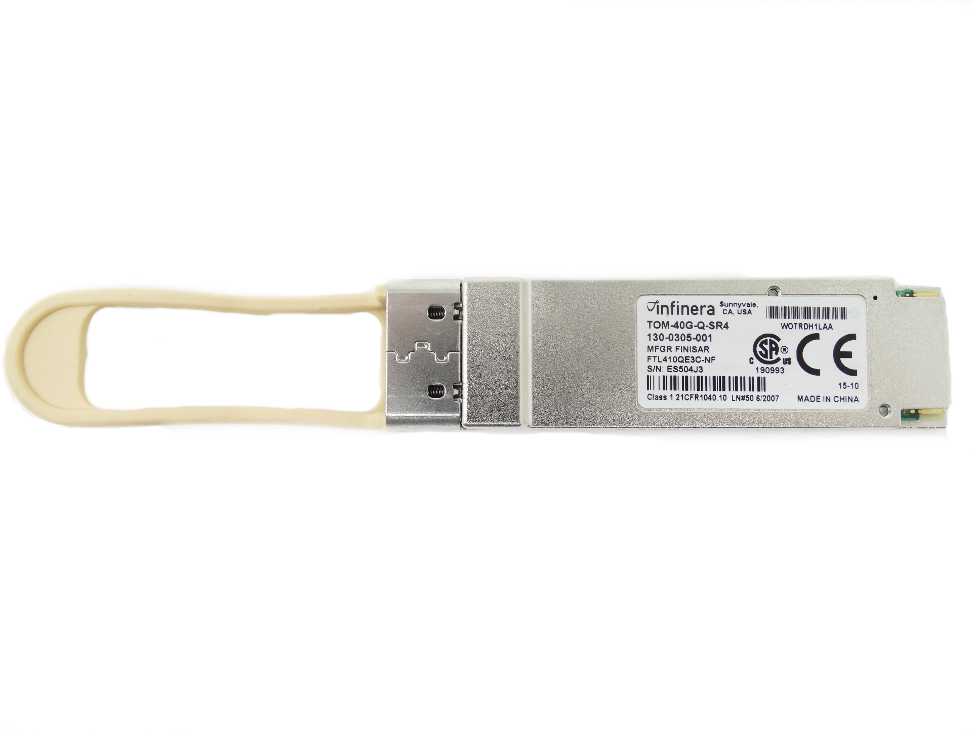 Infinera 40GBase QSFP SR4 MPO, 150 meters, 850 nm QSFP+ Transceiver (FTL410QE3C-NF)