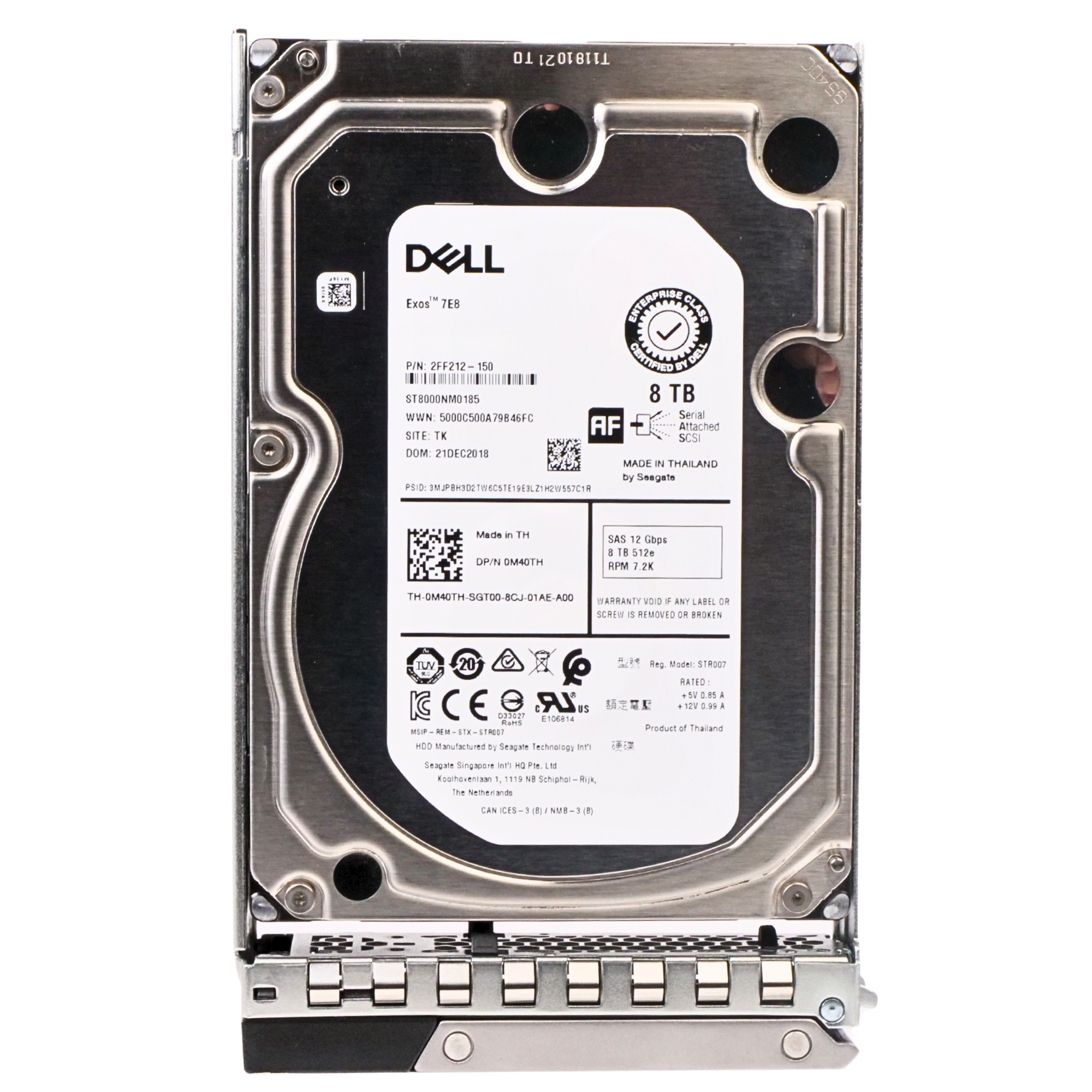 Dell G14 400-ATKS 8TB 7.2K RPM SAS 12Gb/s 512e 3.5in Refurbished HDD