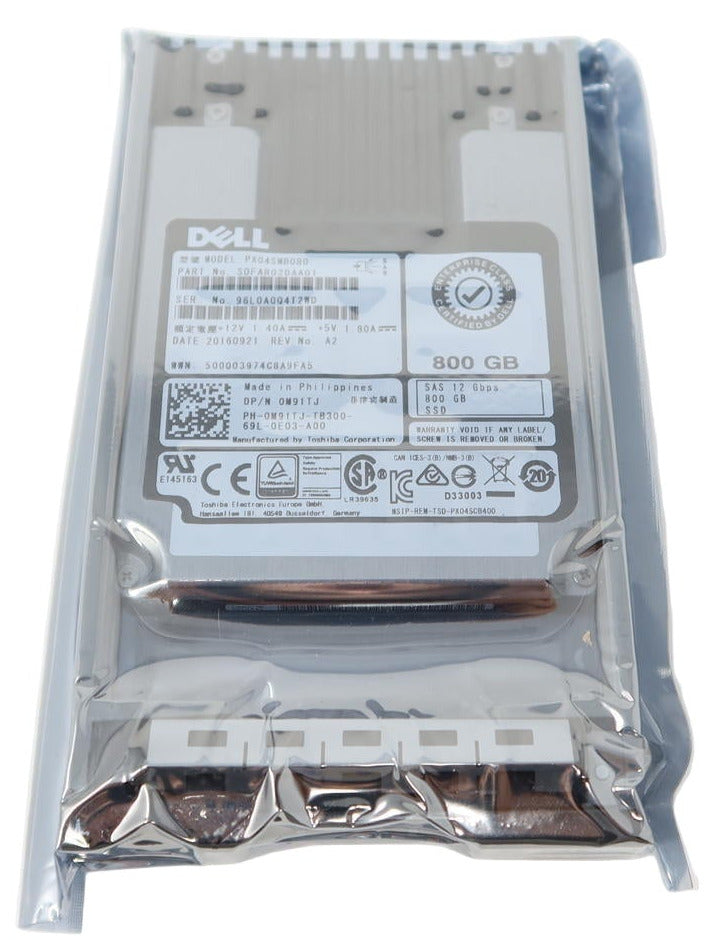M91TJ Dell 800GB SAS 2.5" 12G MU SSD Gen14 Solid State Drive PX04SMB080