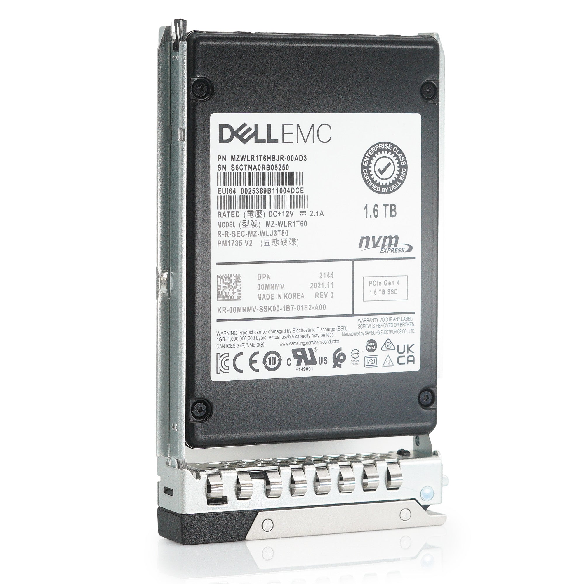 Dell G14 0MNMV MZWLR1T6HBJR 1.6TB PCIe Gen 4.0 x4 3D TLC 3DWPD Mixed Use U.2 NVMe 2.5in Solid State Drive