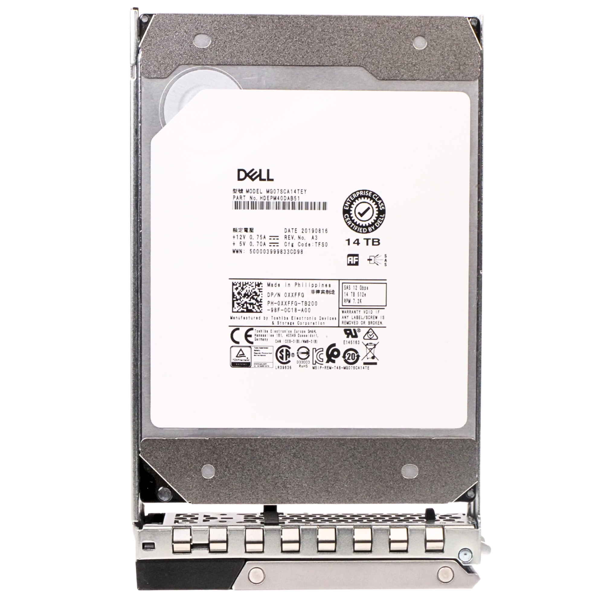 Dell G14 400-BEJV 14TB 7.2K RPM SAS 12Gb/s 512e 256MB 3.5in HDD