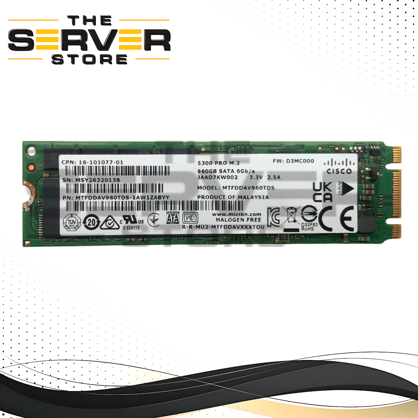 Cisco Micron 5300 Pro 960GB M.2 2280 SATA 6Gb/s SSD 16-101077-01
