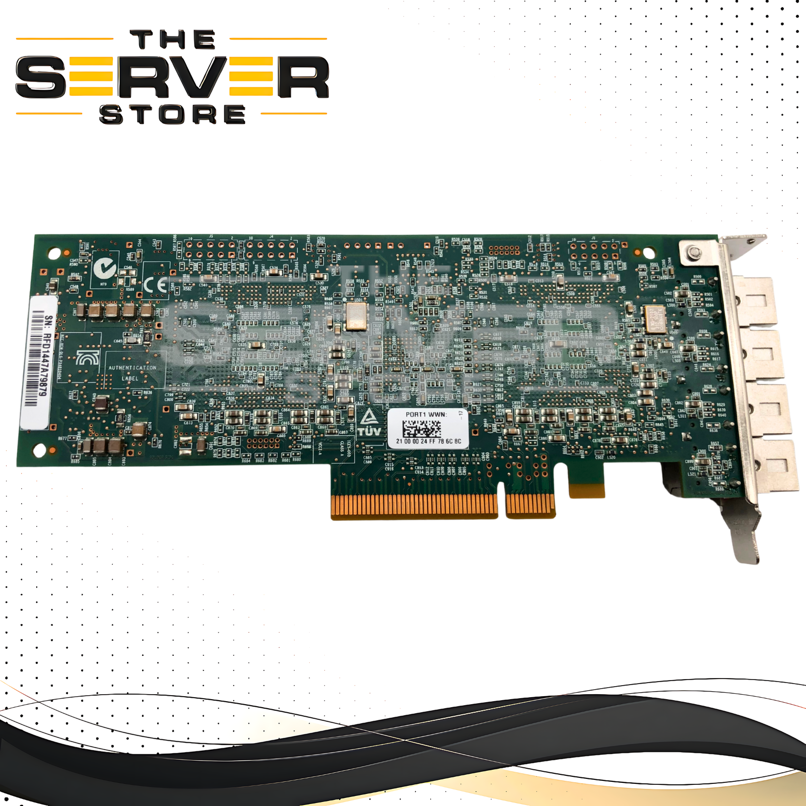 IBM QLogic QLE2564L 8Gb/s Quad-Port Fibre Channel (FC) Host Bus Adapter (HBA) with Low Profile Bracket. PCIe 2.0 x8. P/N: 00FX604, PX4810404-21, QLE2564L-IBMP.