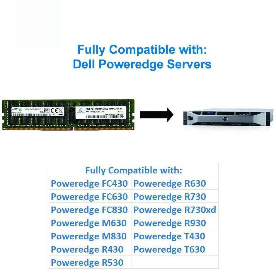 16GB (1x16GB) Server Memory Upgrade Compatible for Dell Poweredge, Dell Precision & HP Proliant Servers DDR4 2133MHz PC4-17000 ECC Registered Chip 2Rx4 CL15 1.2V DRAM RAM-FoxTI