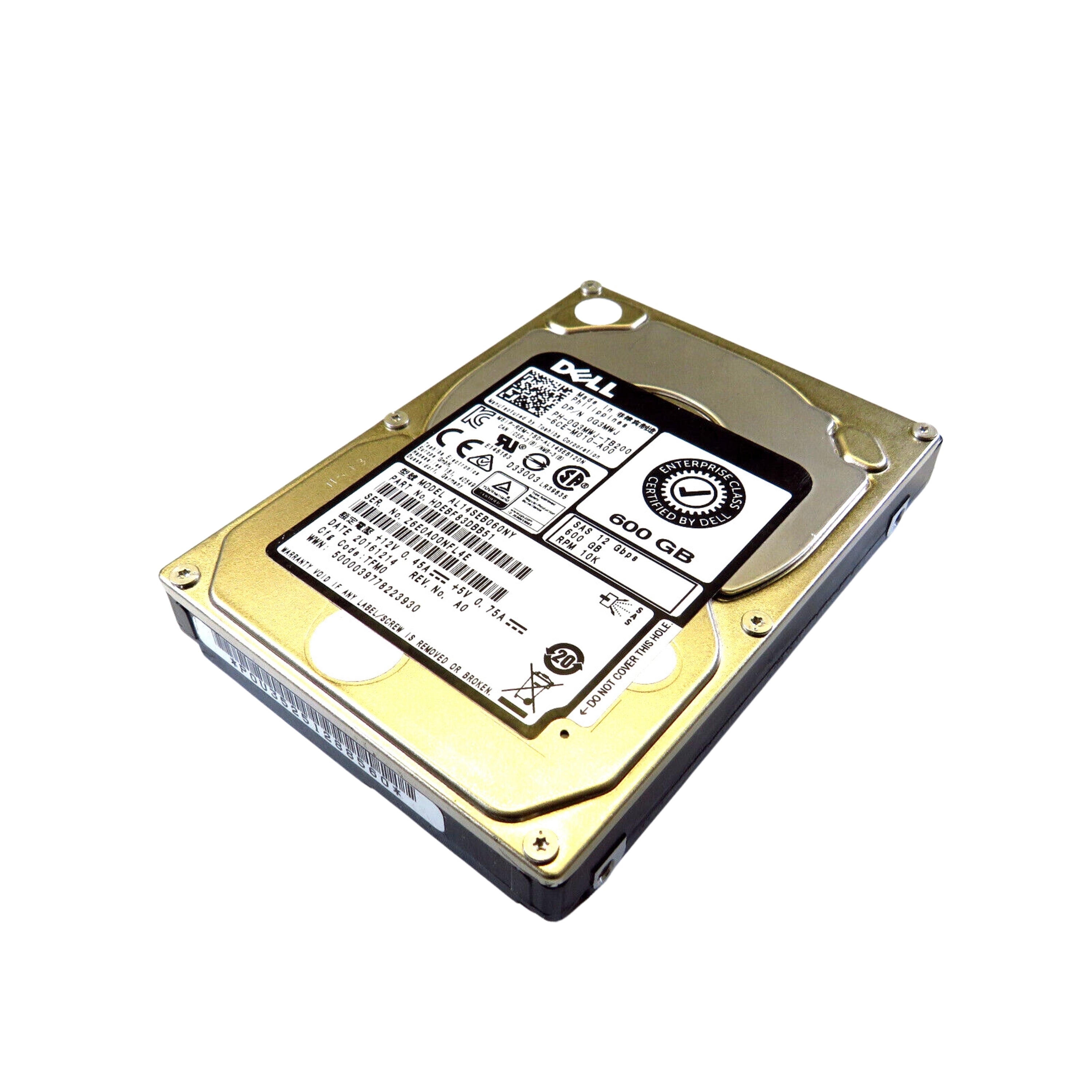 Dell G3MWJ 2.5" 600GB 10000RPM SAS 12Gb/s Hard Disk Drive (HDD), Silver (Refurbished)