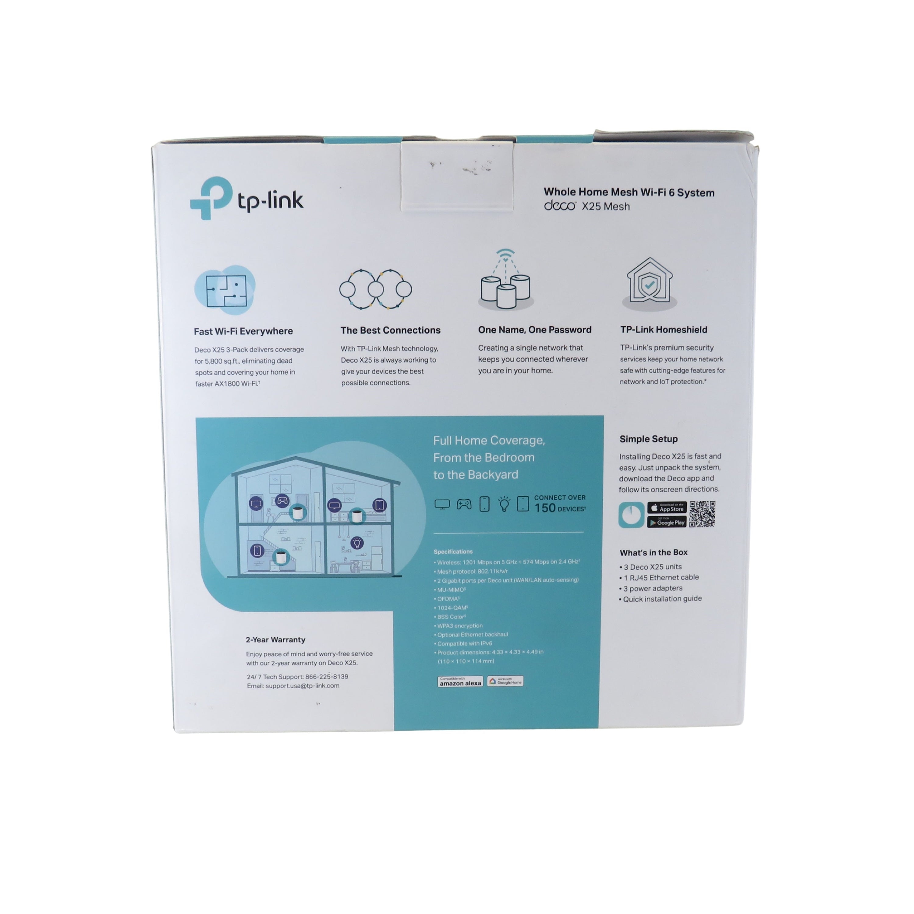 TP-Link Deco X25 (3 pack) AX1800 Whole Home Mesh Wi-Fi 6 System