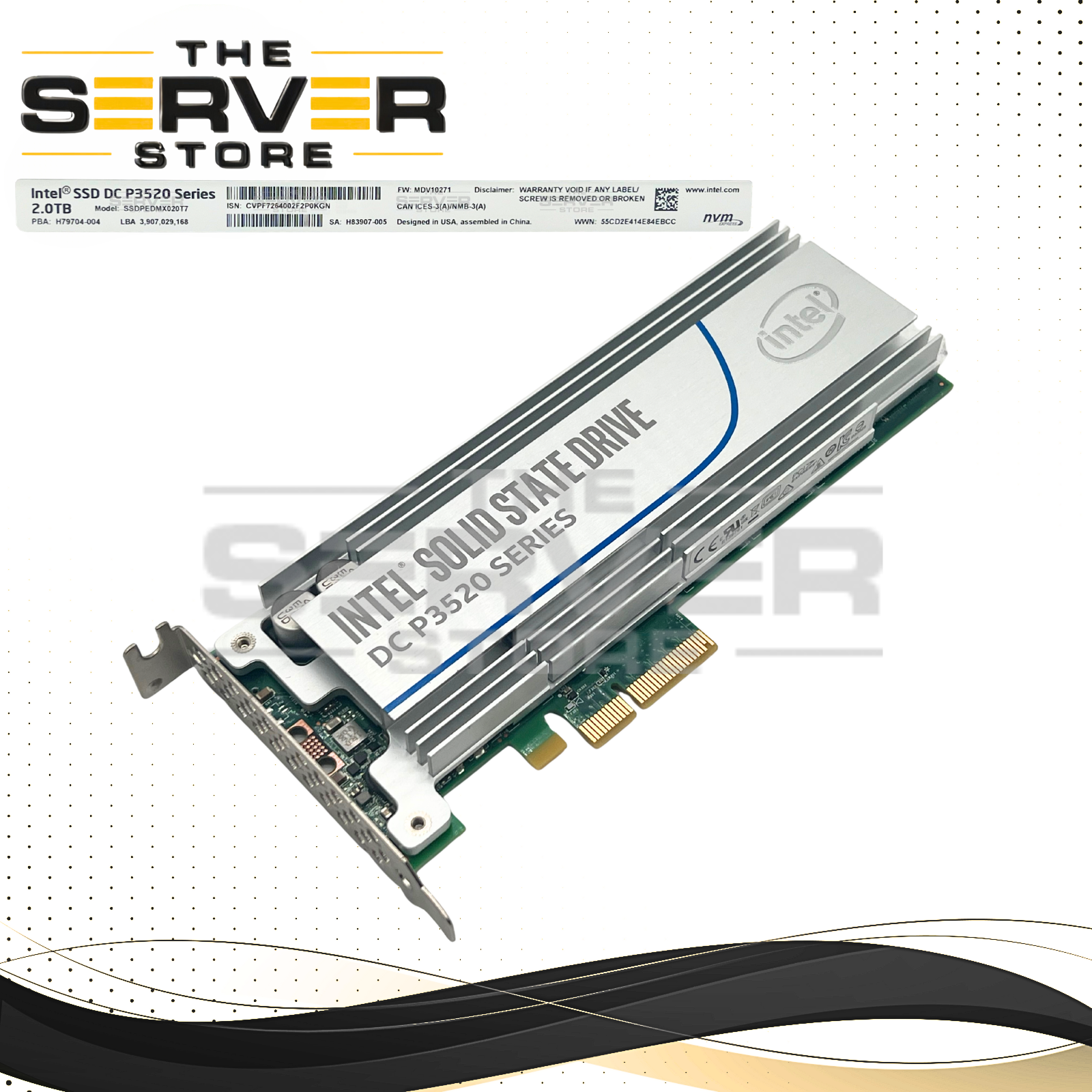 Intel 2TB NVMe HHHL PCIe Gen 3.0 x4 Add-in Card SSD DC P3520 Series SSDPEDMX020T7