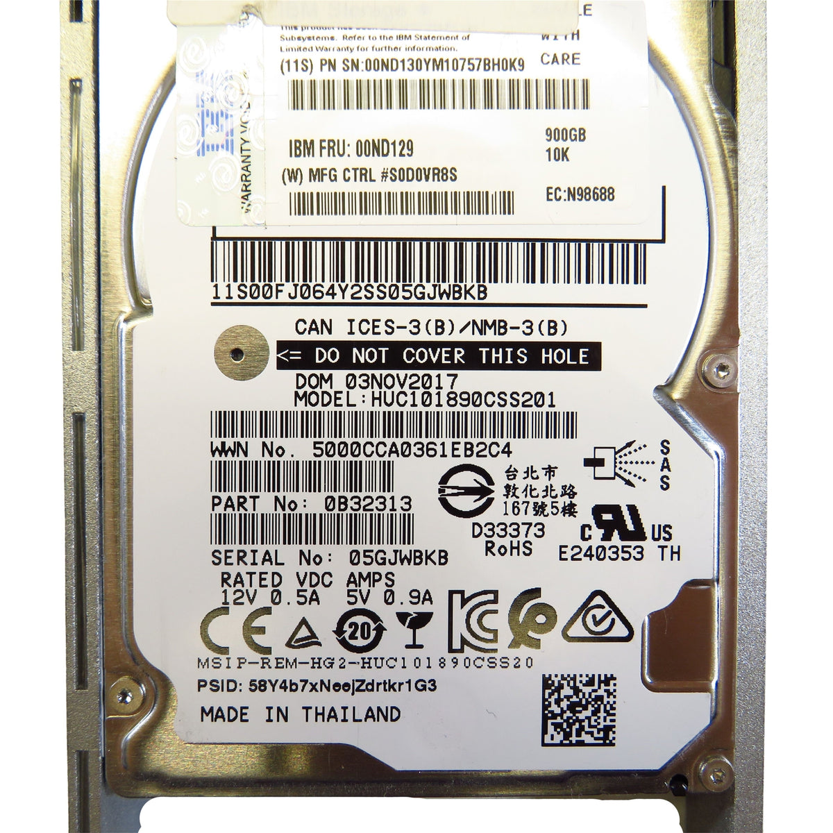 IBM 00ND129 00ND130 900GB 10K RPM 2.5" SAS 12Gbps SED HDD Hard Drive (Refurbished)