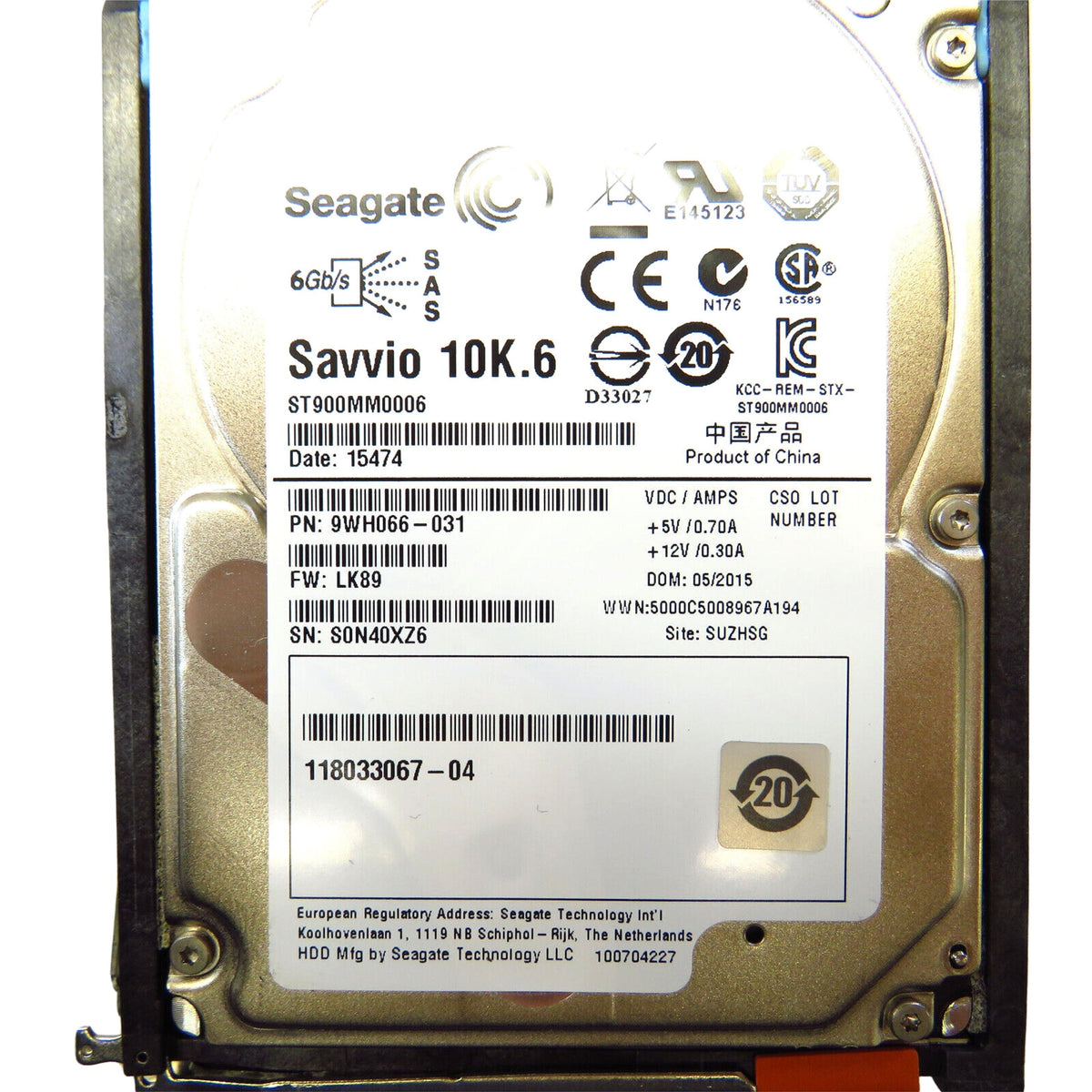 EMC 005050212 2.5" 900GB 10000RPM SAS 6Gb/s Hard Disk Drive (HDD), Silver (Refurbished)