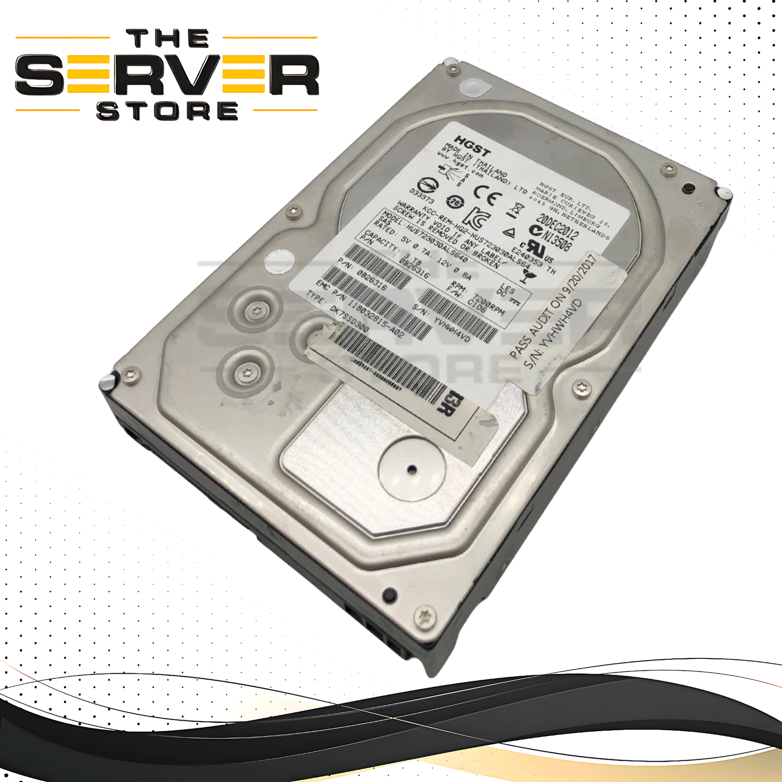 EMC HGST Ultrastar 7K3000 3TB 7200RPM 6Gb/s SAS 3.5-inch LFF Enterprise Hard Disk Drive. 90% health or Greater. P/N: 0B26316.