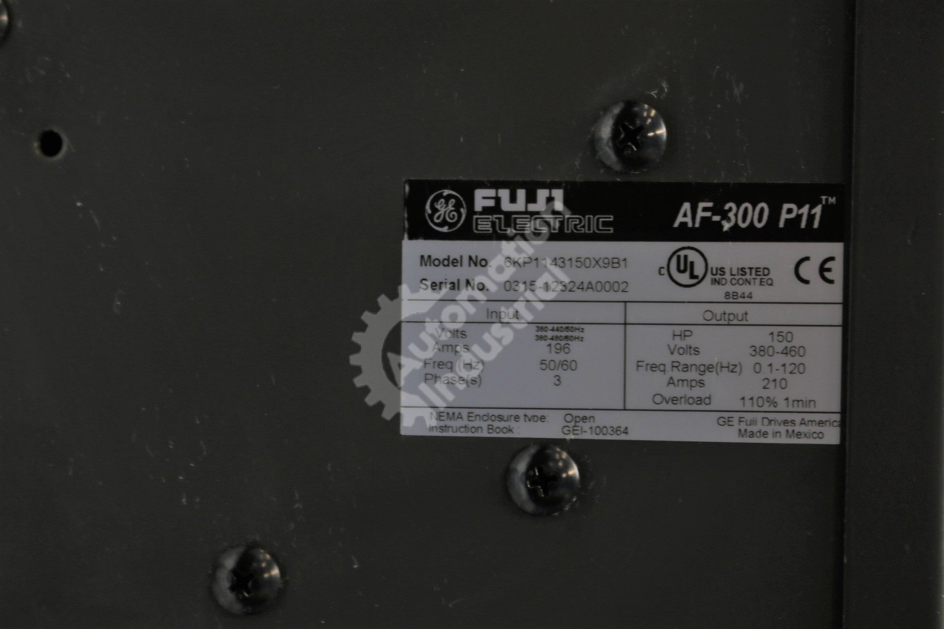 General Electric GE Fuji 6KP1143150X9B1 VFD 150HP 3 Phase 460VAC