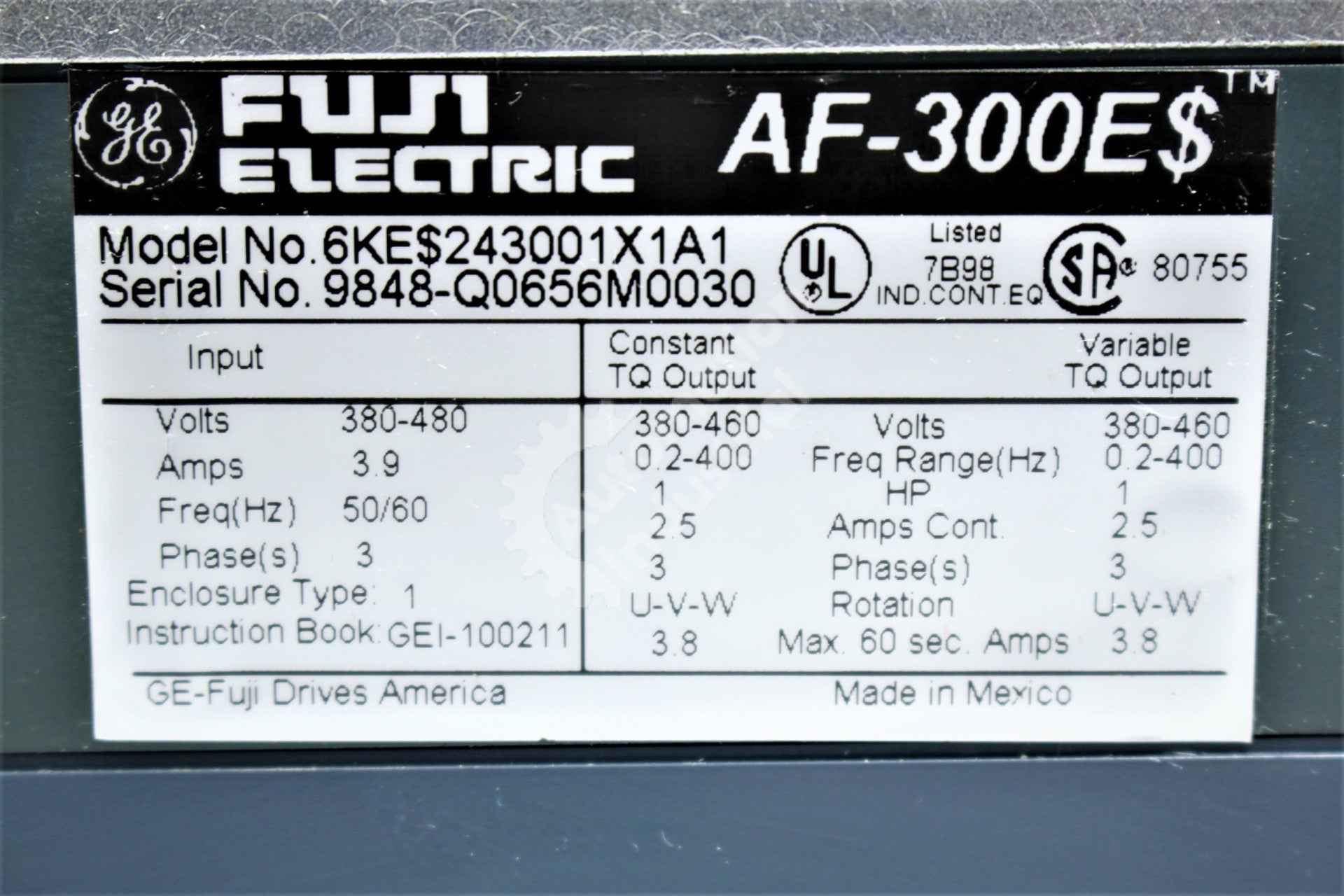 GE General Electric 6KE$243001X1A1 1HP Drive