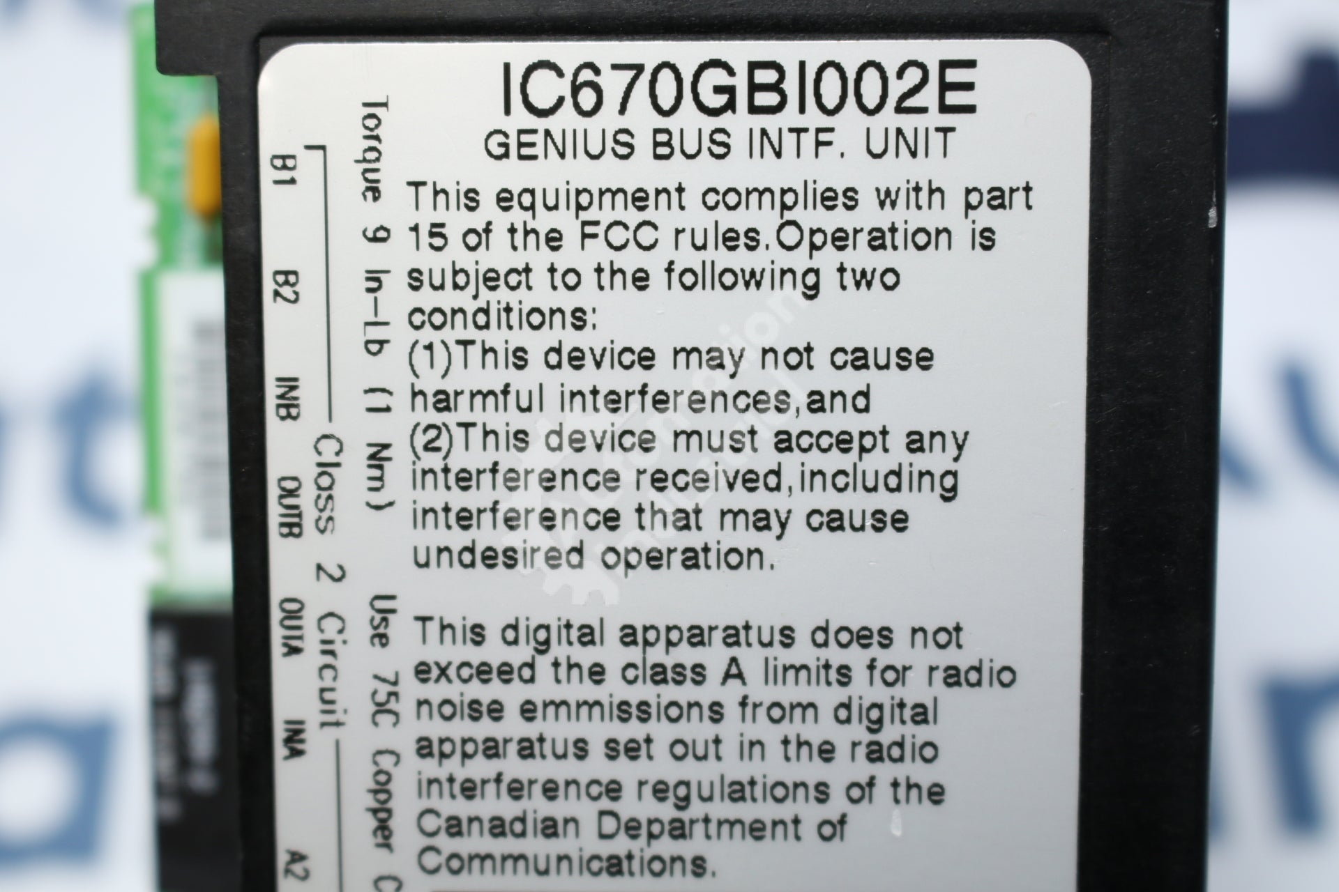 GE Fanuc IC670GBI002 IC670GBI002E Bus Interface Unit