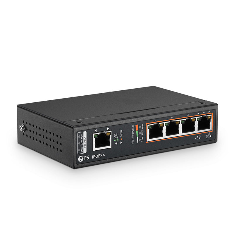 4-Ports 10/100/1000M Gigabit PoE+ Extender, 1 x 802.3bt PoE++ Input to 4 x 802.3af/at Output