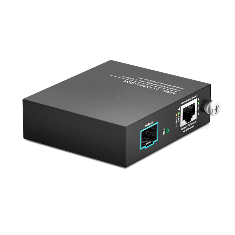 Managed 1x 100M/1G/2.5G/5G/10GBase-T RJ45 to 1x 10GBase-X SFP+ Slot 10Gigabit Ethernet Media Converter, Slide-in Module, American Plug Standard