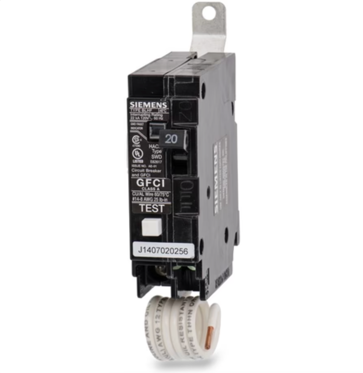 BF120H | Siemens 1-Pole 20A 120V Bolt-On Ground Fault Circuit Breaker