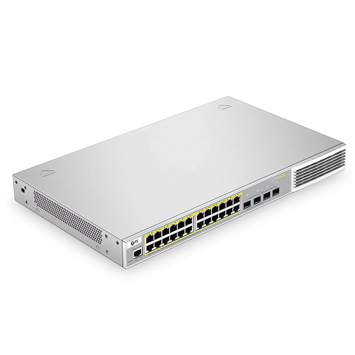 S3410L-24TF-P, 24-Port Ethernet L2+ PoE+ Switch, 24 x PoE+ Ports @370W, with 4 x 1Gb SFP Uplinks, PicOS®, Support MLAG, Broadcom Chip