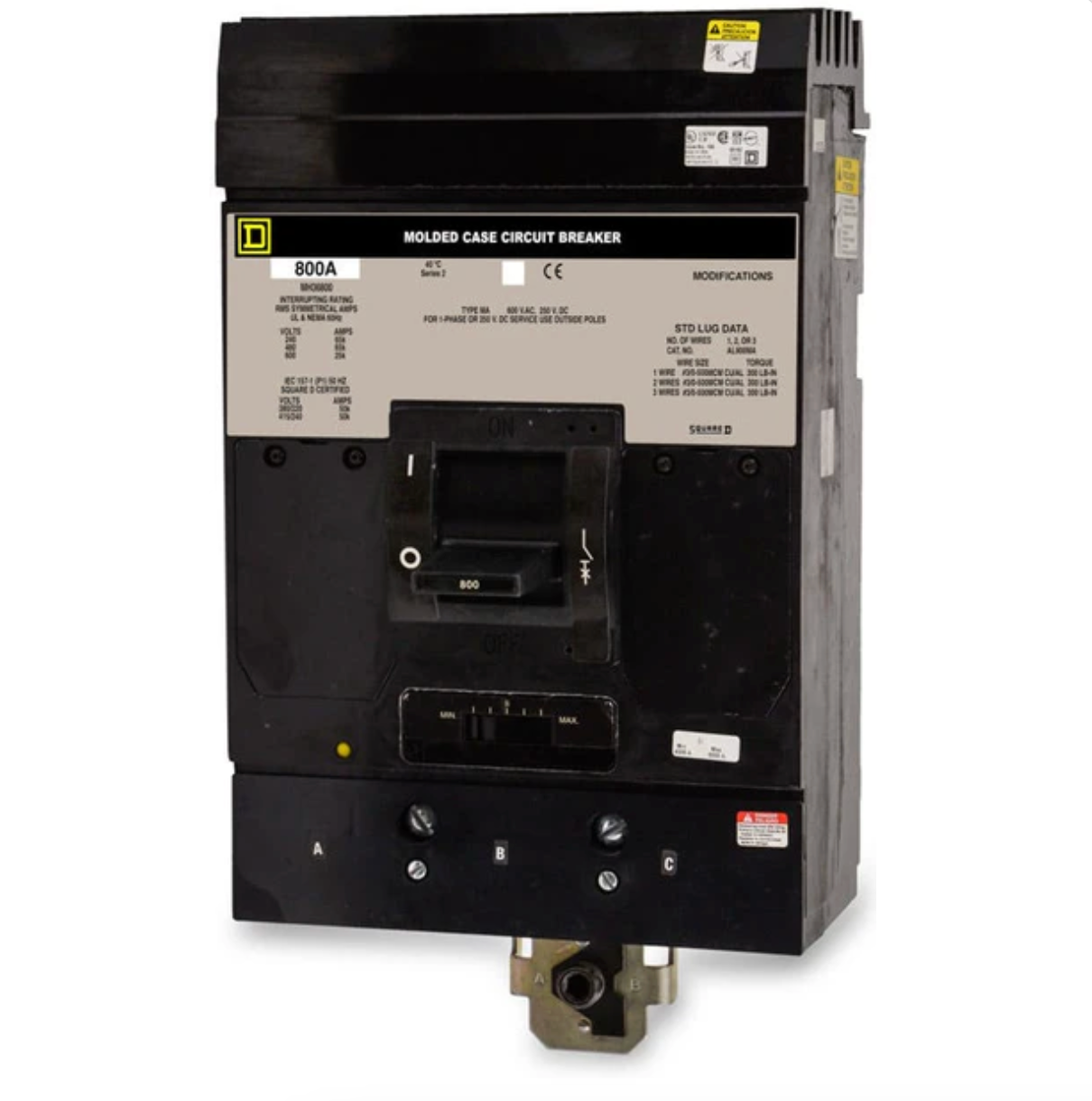 MH36800 | Square D I-Line 800A 3-Pole Molded Case Circuit Breaker, 600VAC