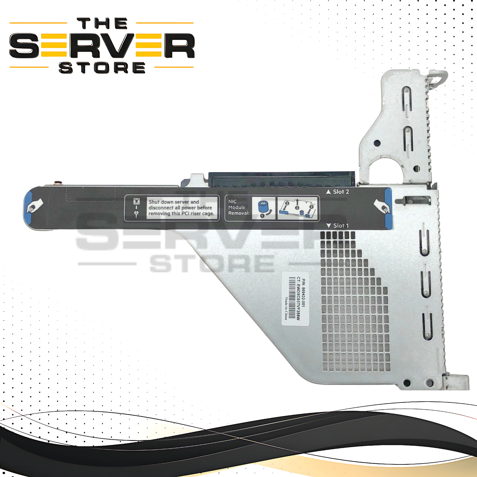 HPE DL360 Gen10 Primary Riser Card, 1x SATA M.2 Slot + 2x PCIe 3.0 x16 Slots, With Metal Cage. P/N: 875547-001.