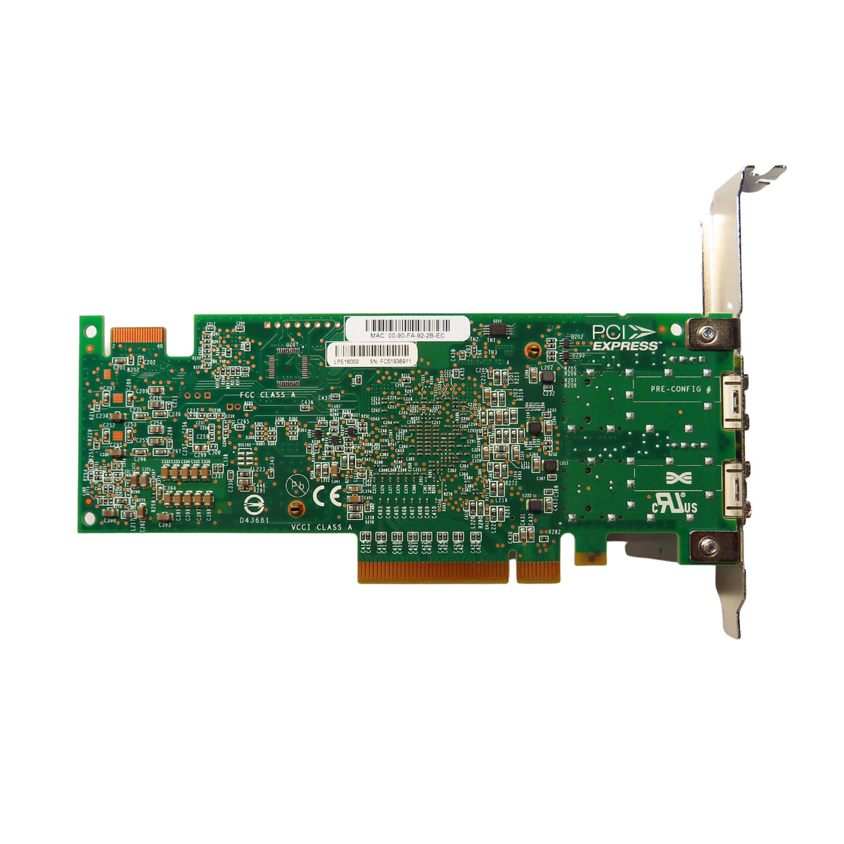 Lenovo 00JY849 LPE16002 2 Port 16GB FC SFP HBA Host Bus Adapter (Refurbished)