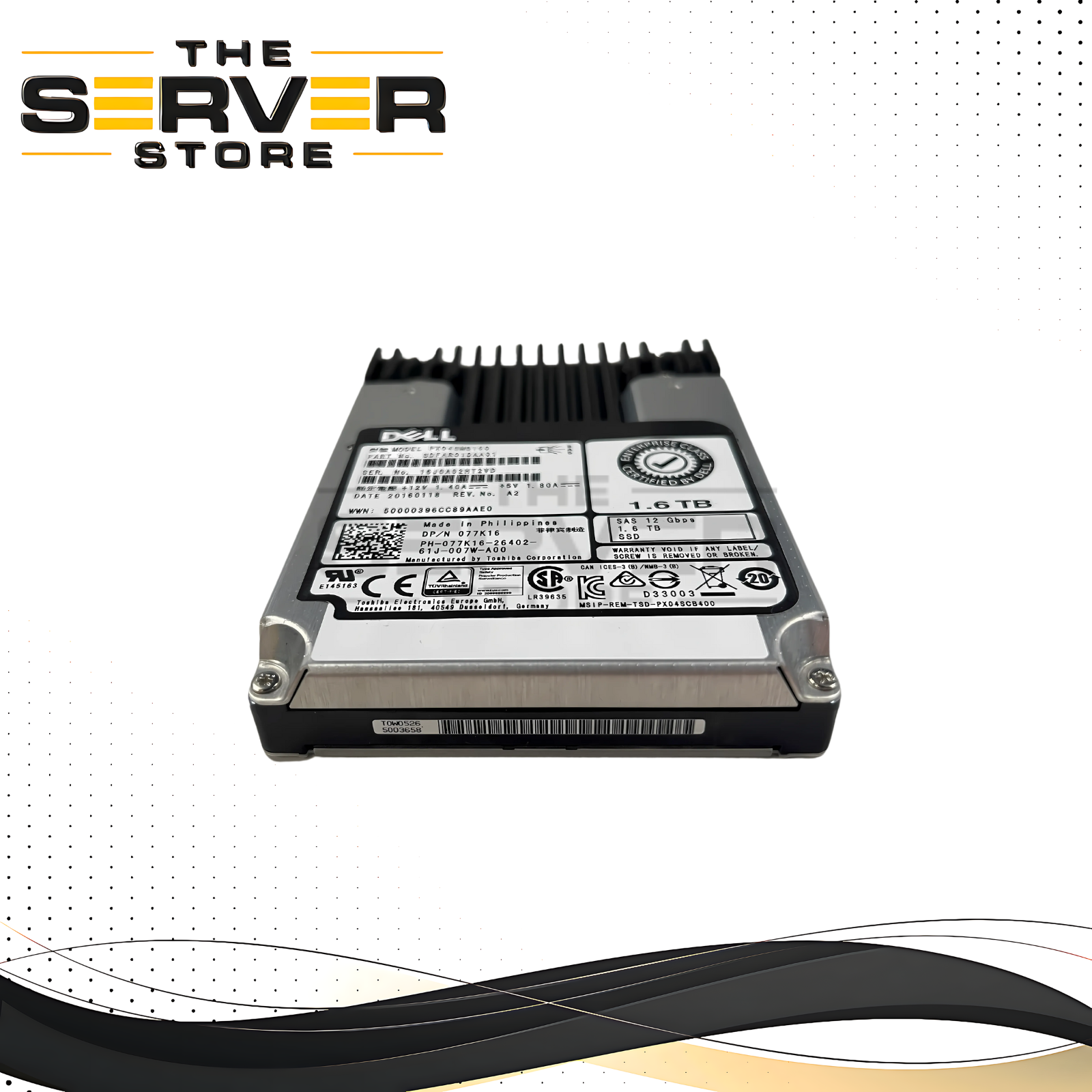 Dell 1.6TB SAS 12G MU SFF 2.5" SSD Toshiba PX04SMB160 077K16 77K16
