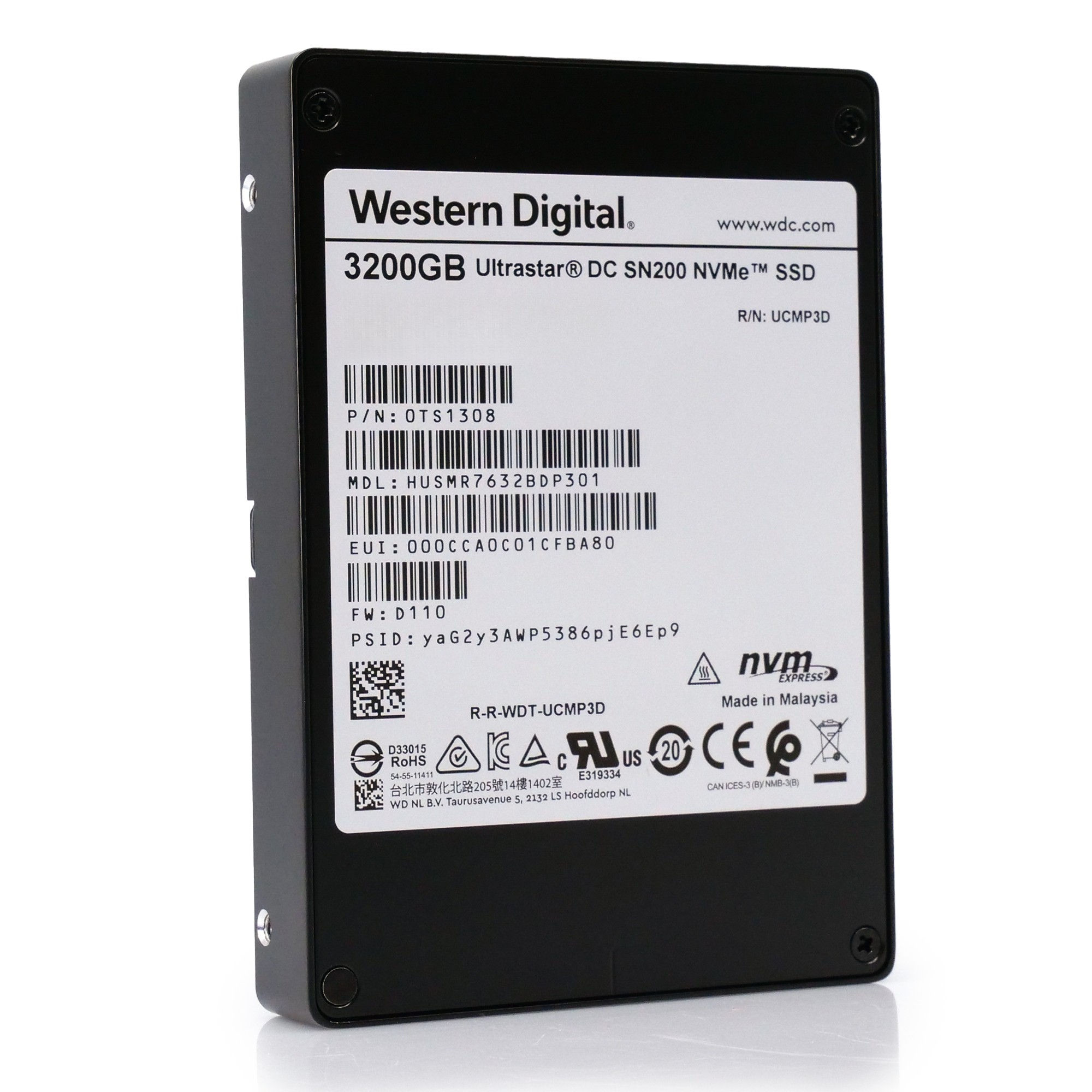 Western Digital/HGST Ultrastar DC SN200 HUSMR7632BDP301 3.2TB PCIe Gen 3.0 x4 4GB/s NVMe 2.5in Refurbished SSD