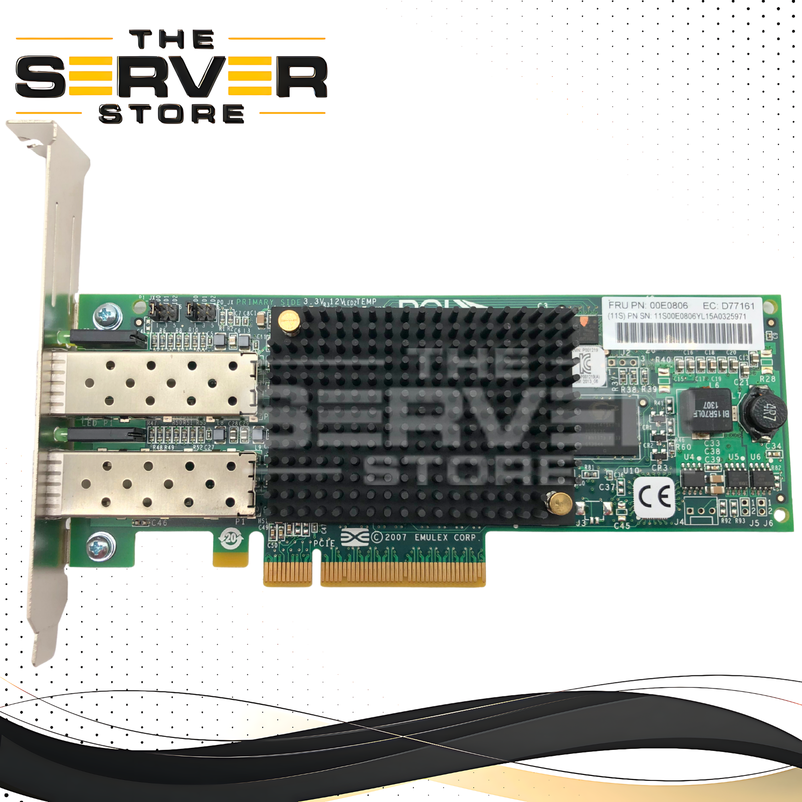 IBM Emulex LPE12002 8Gb/s Dual-Port Fibre Channel (FC) PCIe 2.0 x8 Host Bus Adapter (HBA). Feature Code: 577D. P/N: P001218-01A REV A, P002181-01B Rev. B, P001219-01D Rev. A, 00E0806.
