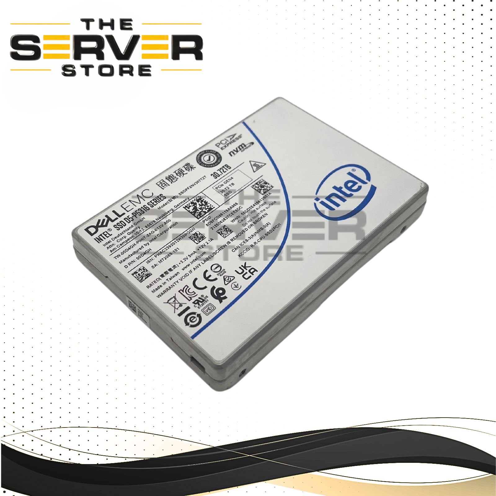 Dell EMC 30.72TB NVMe U.2 G4 x4 RI SED SFF 2.5" SSD Intel D5-P5316 00D4GH 0D4GH