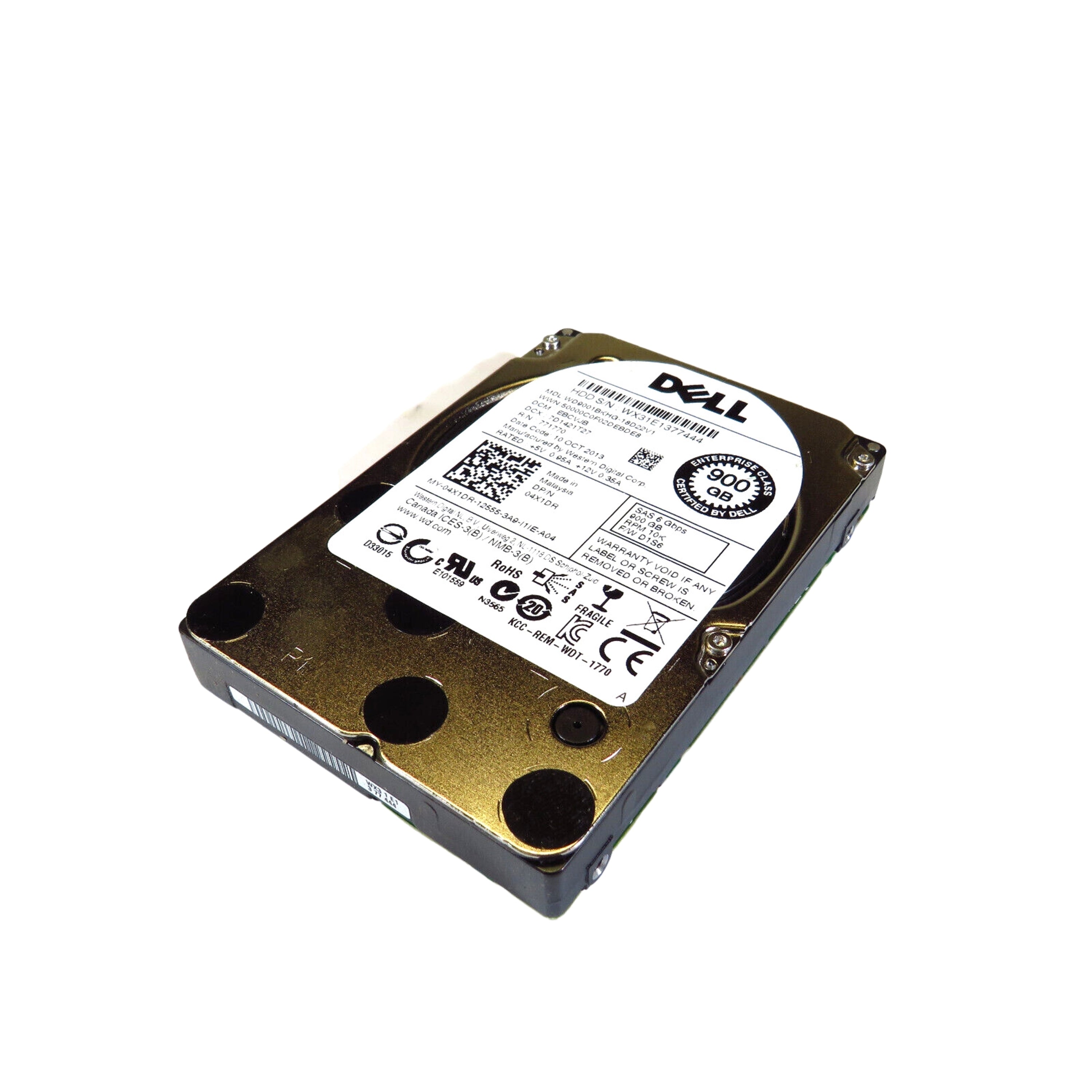 Dell 4X1DR 2.5" 900GB 10000RPM SAS 6Gb/s Hard Disk Drive (HDD), Silver (Refurbished)