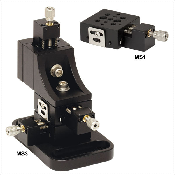 TH-MS1 - 1/4" Travel Single-Axis Translation Stage with End-Mounted Adjuster Screw, 8-32 Taps