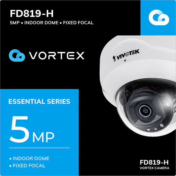 Vivotek FD819-H 5MP 30M IR H.265 Indoor Dome, IoT Security, 2.8mm, VORTEX