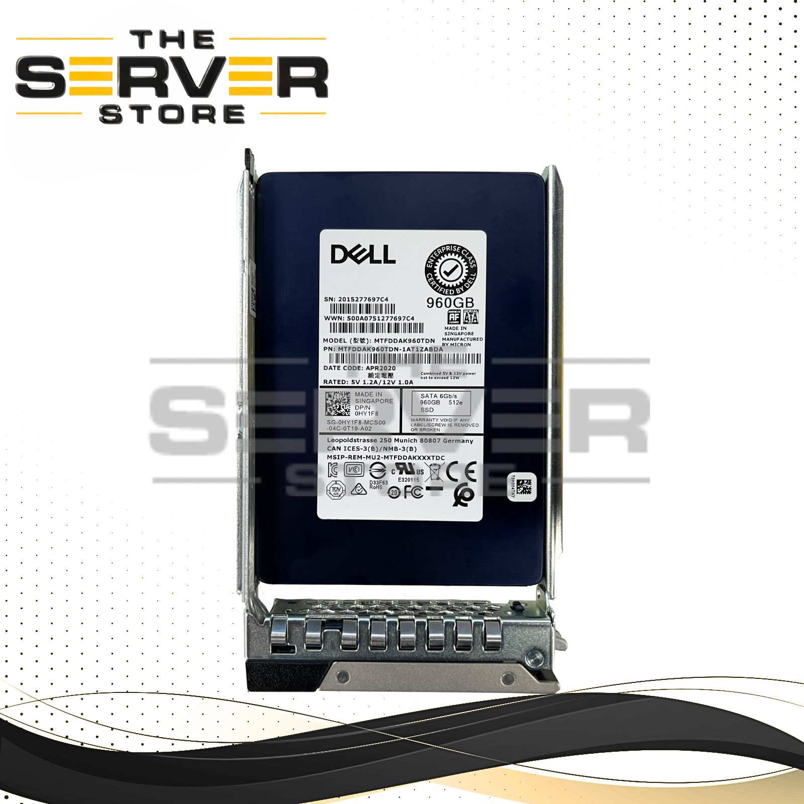 Dell 960GB SATA 6G MU SFF 2.5" SSD Micron 5200 Max MTFDDAK960TDN 0HY1F8 HY1F8 with Gen 14th Tray