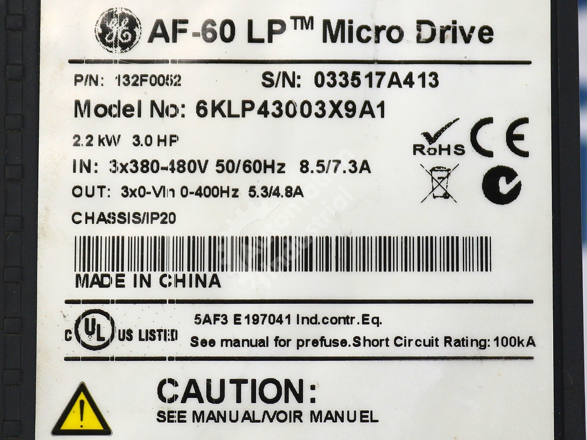 6KLP43003X9A1 By General Electric AF-60 LP Micro Drive
