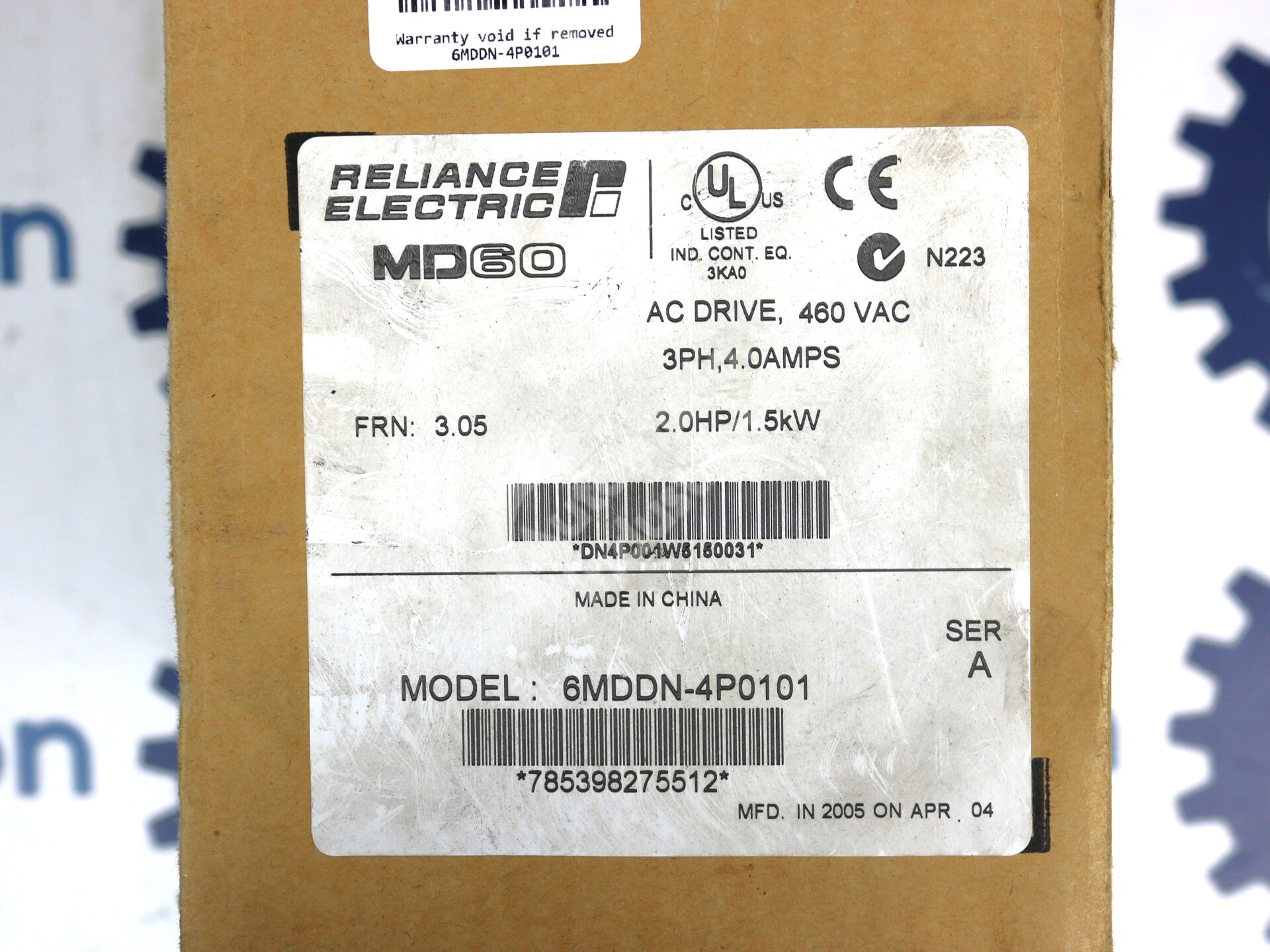 6MDDN-4P0101 By Reliance Electric 6MB4002 460VAC 3-Phase Drive NSFP