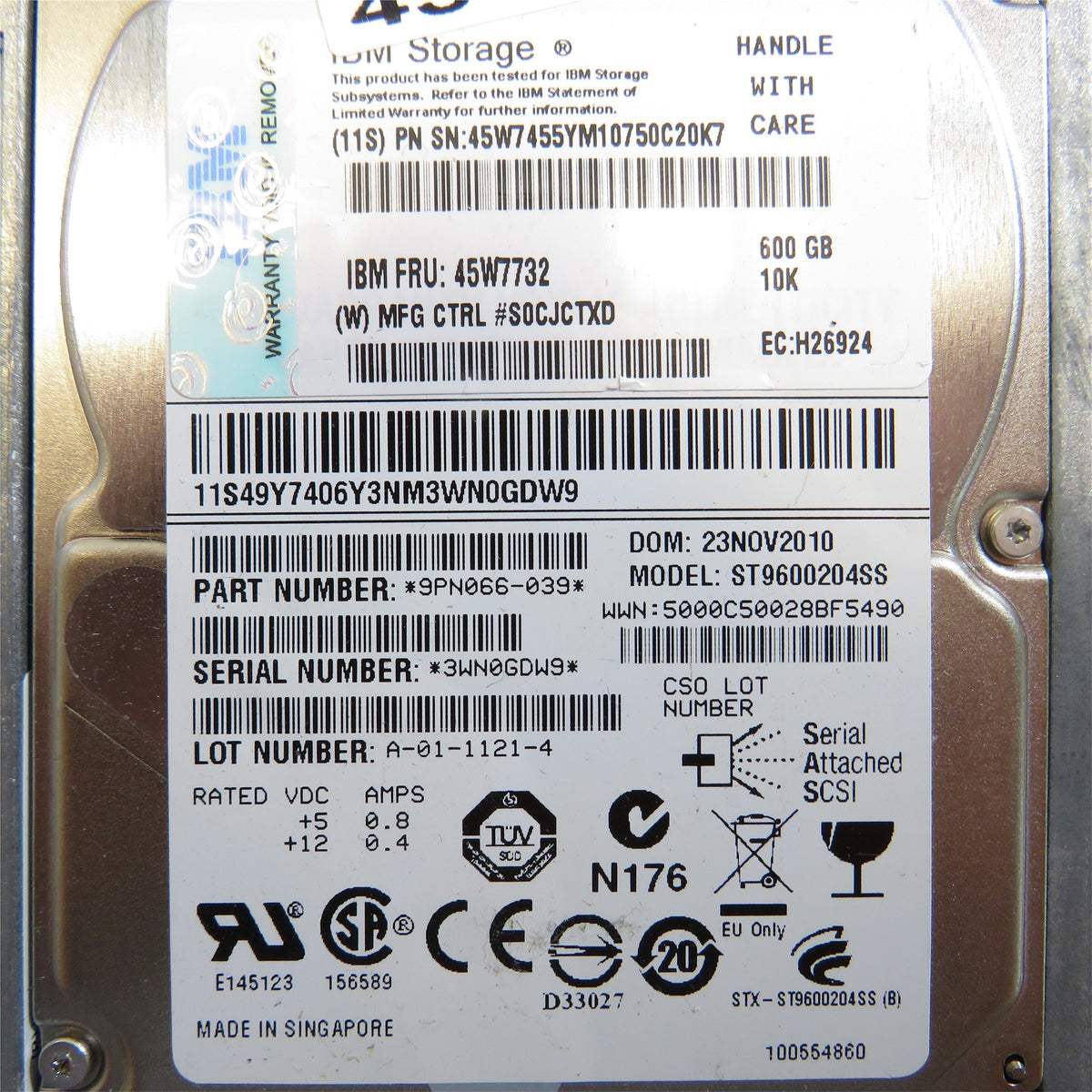 IBM 45W7732 600GB 10K RPM 2.5" SAS 6Gbps SFF HDD Hard Drive (Refurbished)