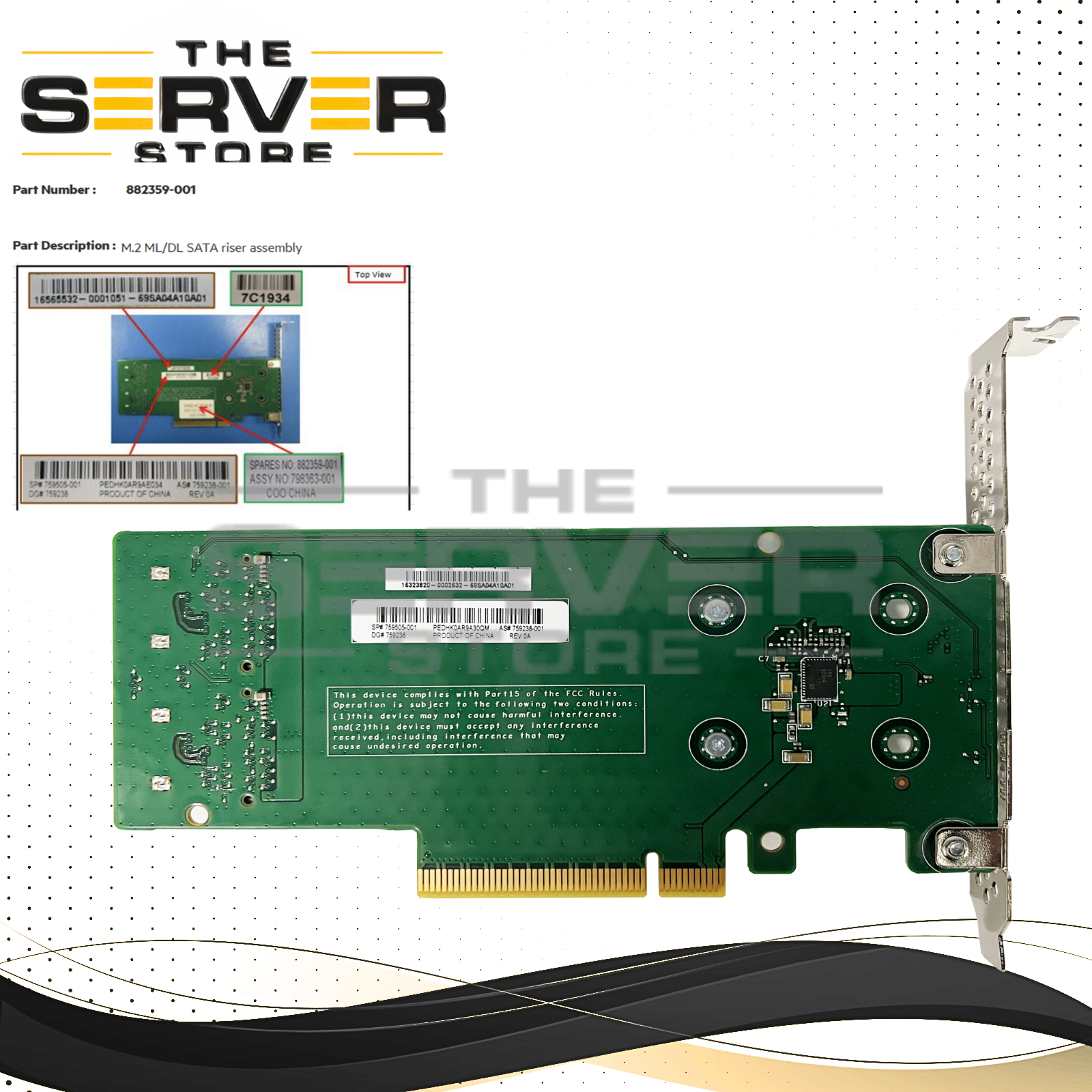 HPE SATA M.2 ML/DL Dual Drive PCIe Riser Card (Card Only) 835566-B21
