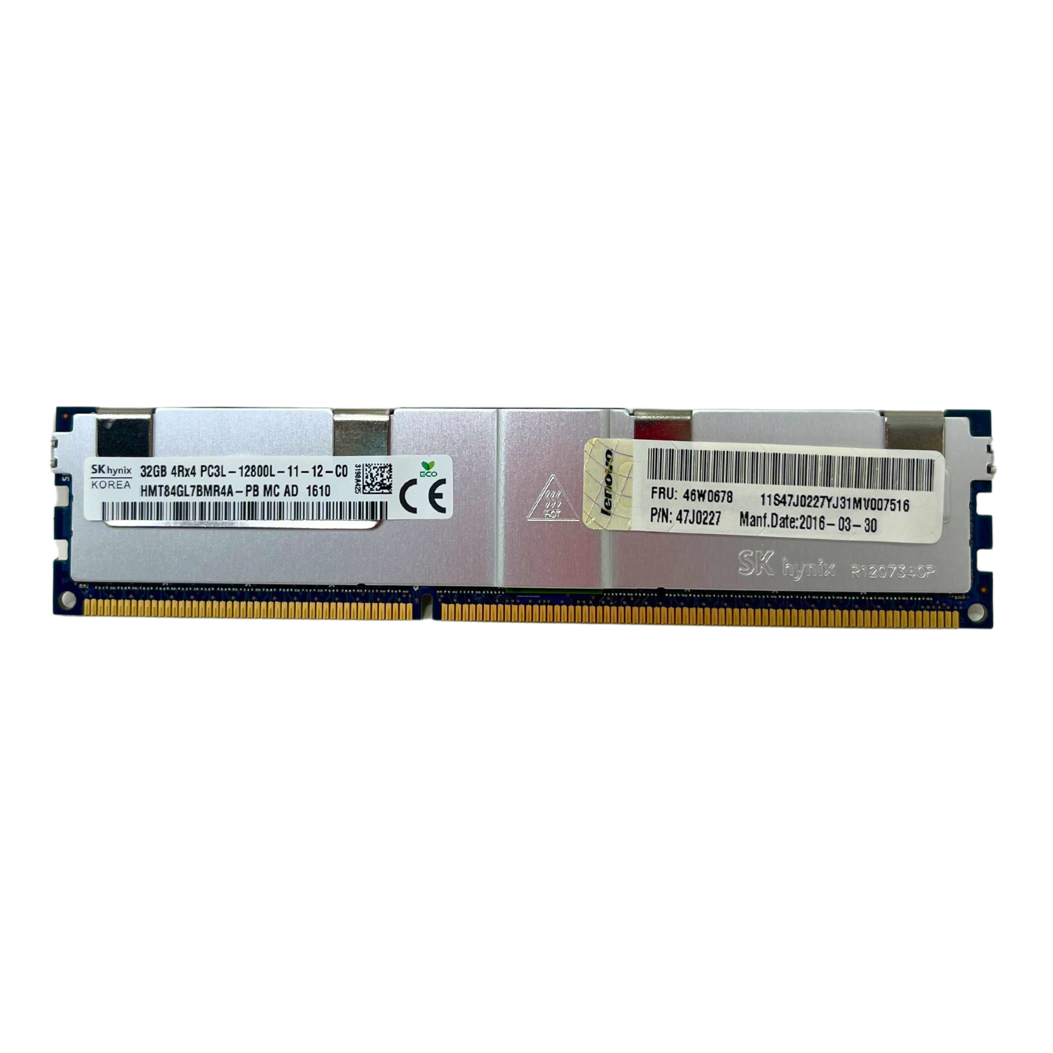 Lenovo 32GB 4Rx4 PC3L-12800L DDR3 ECC Registered Memory (46W0678)