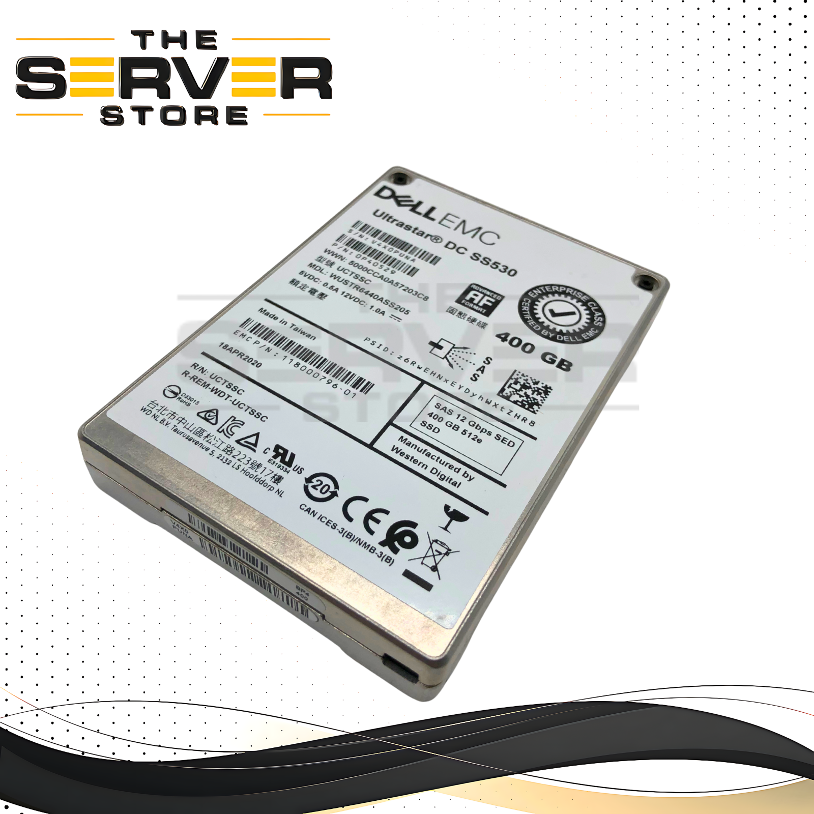 Dell EMC WD Ultrastar 400GB 12G SAS MU SED 2.5" SFF SSD 90% Health 118000796-01