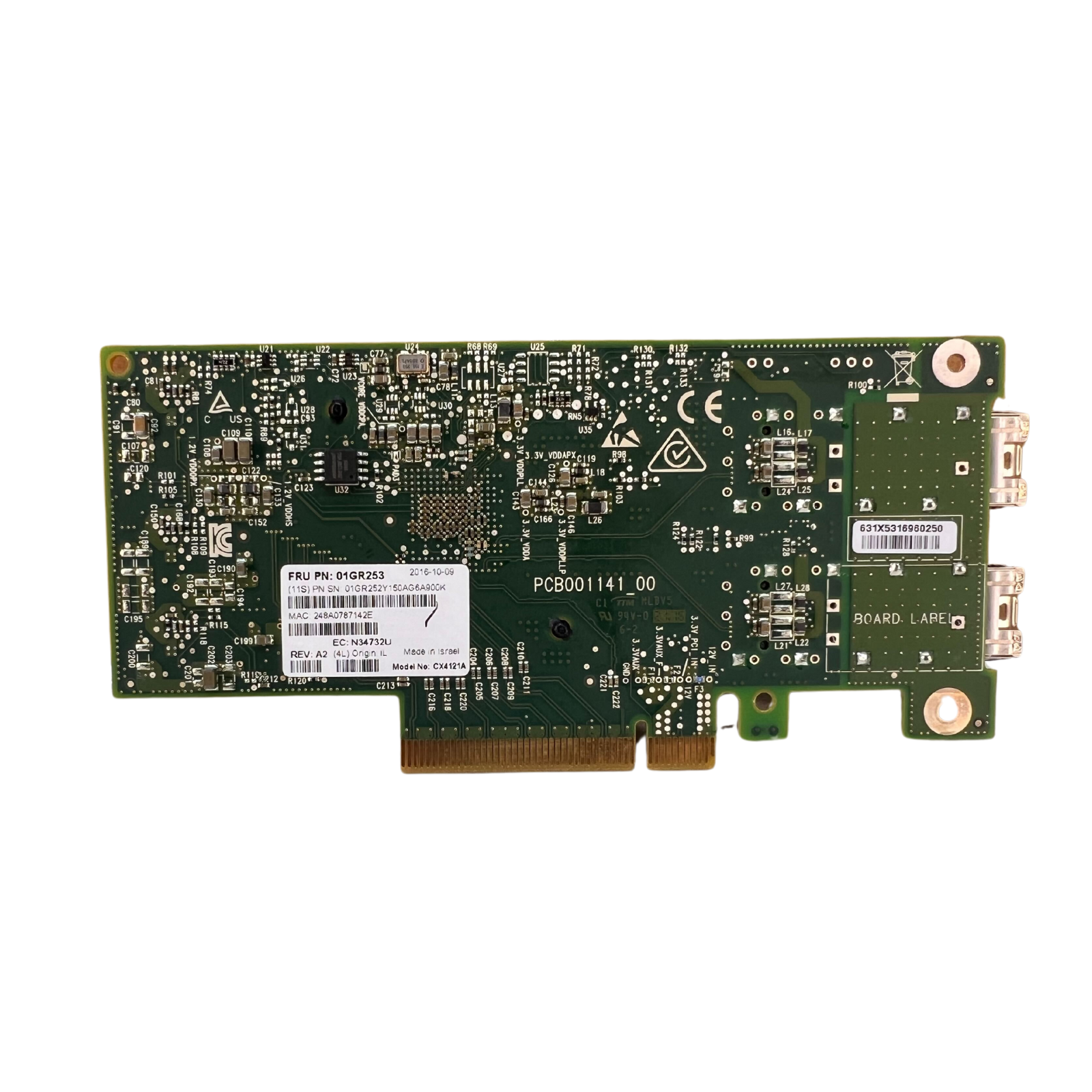 Mellanox ConnectX-4 CX4121A 2 Port 10/25GbE SFP28 PCI-E Network Card 1GR253 01GR253
