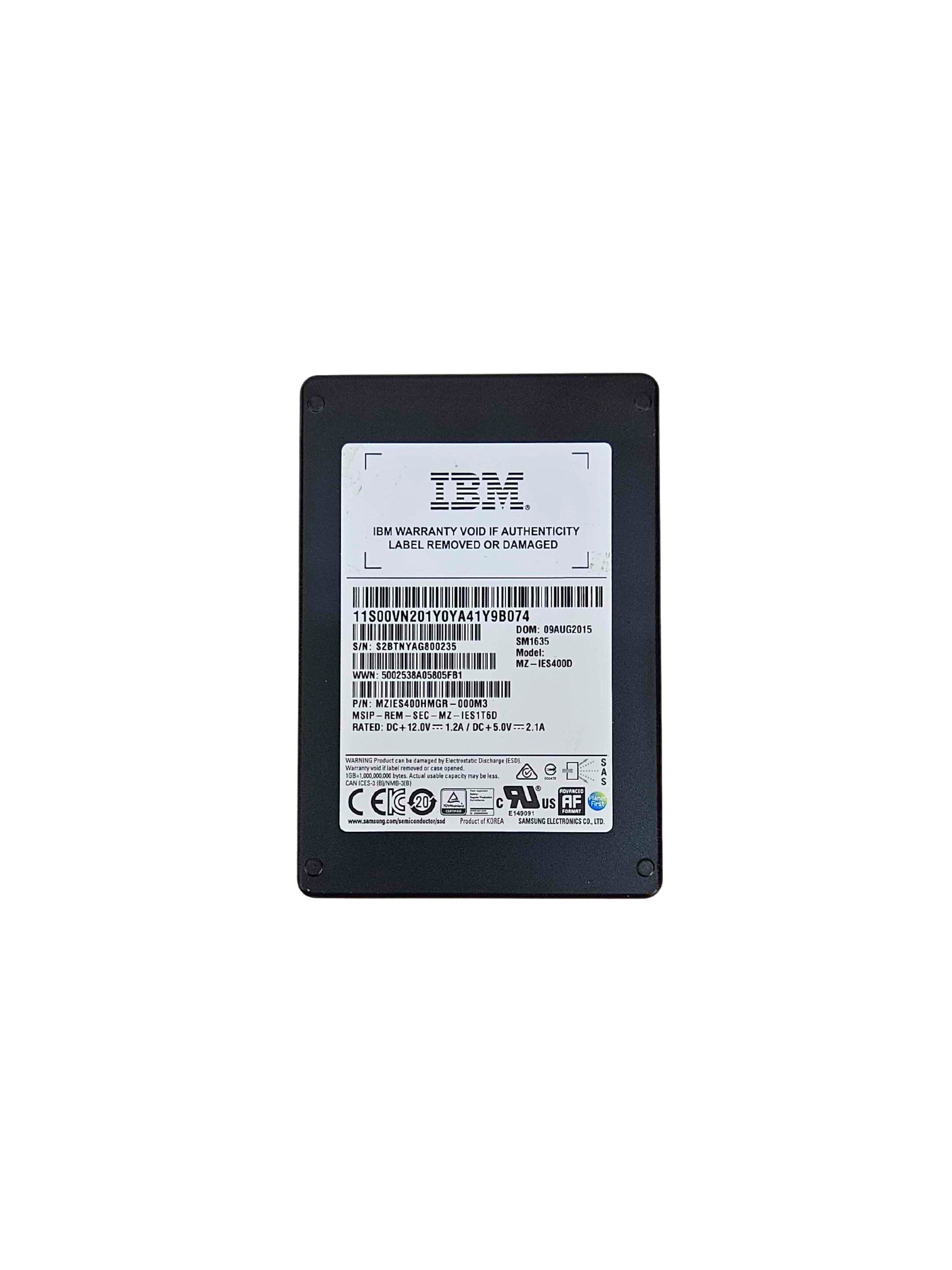 IBM Samsung SM1635 400GB 12Gbps SAS 2.5'' SSD Solid State Drive (00VN201)