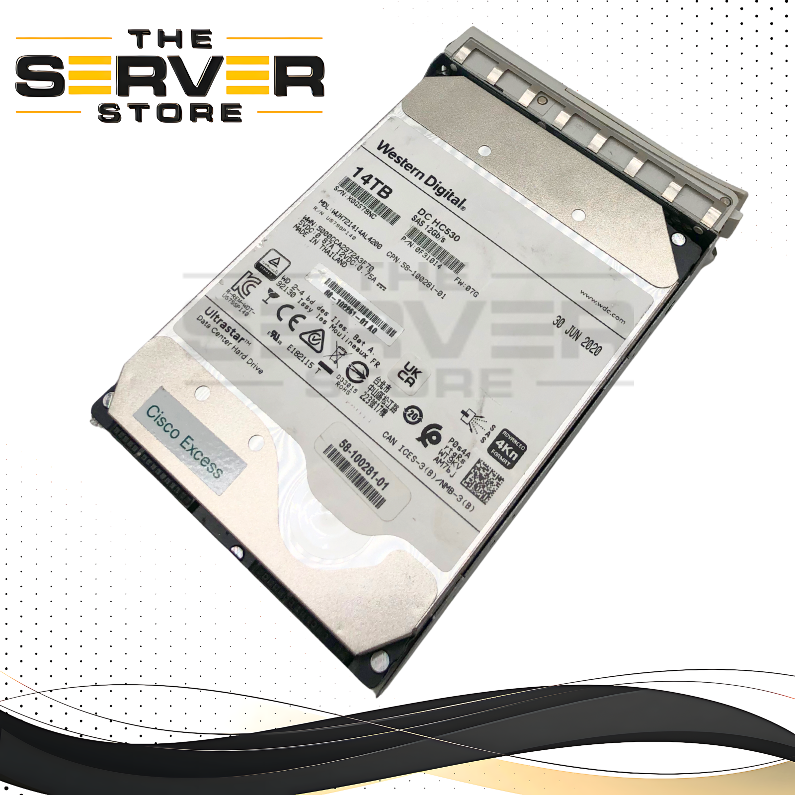 Cisco 14TB SAS 12G 4Kn 7.2K LFF 3.5" HDD WD HC530 WUH721414AL4200 58-100281-01