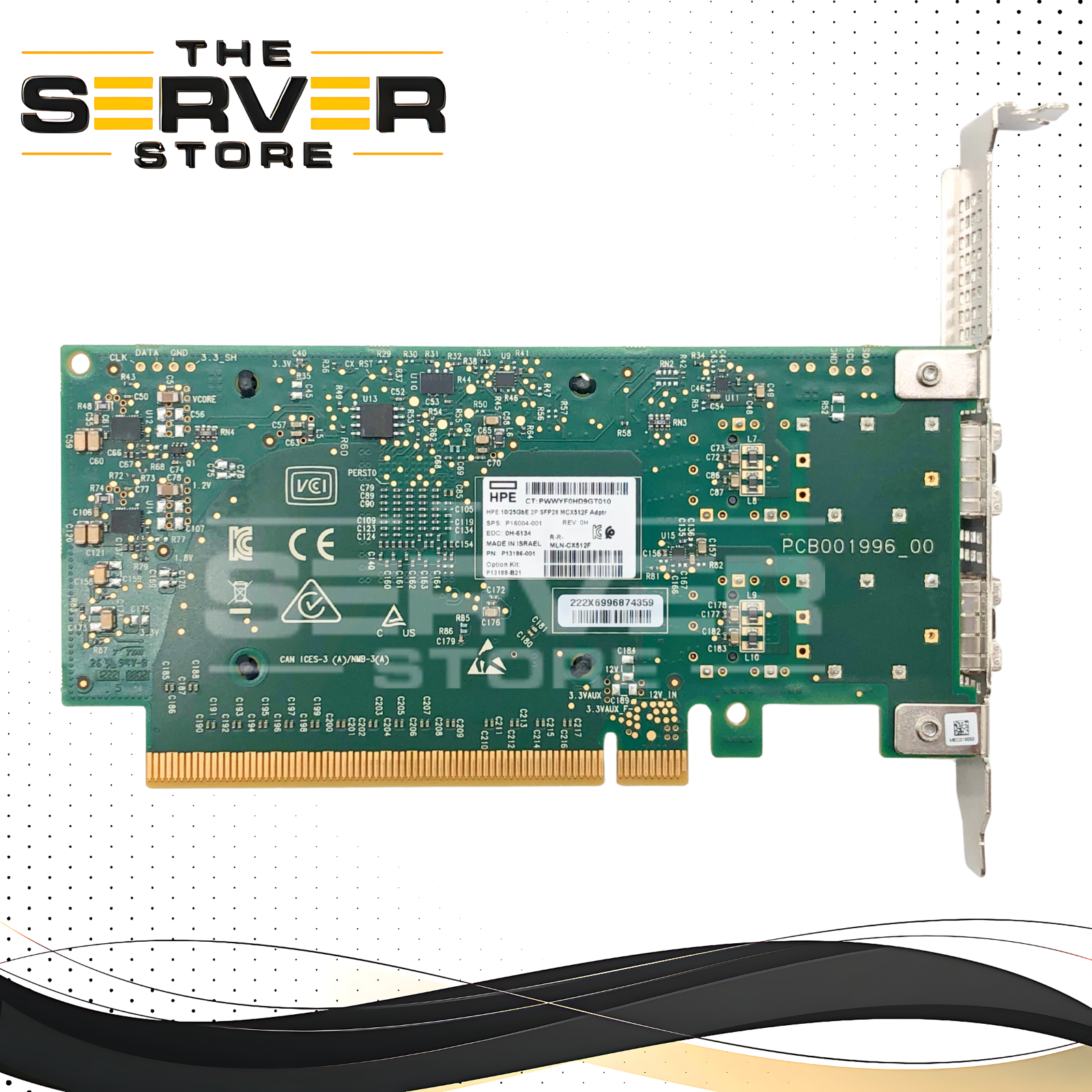 HPE Mellanox MCX512F-ACHT Ethernet 10/25Gb 2-Port SFP28 Adapter with High Profile Bracket. P/N: P16004-001.