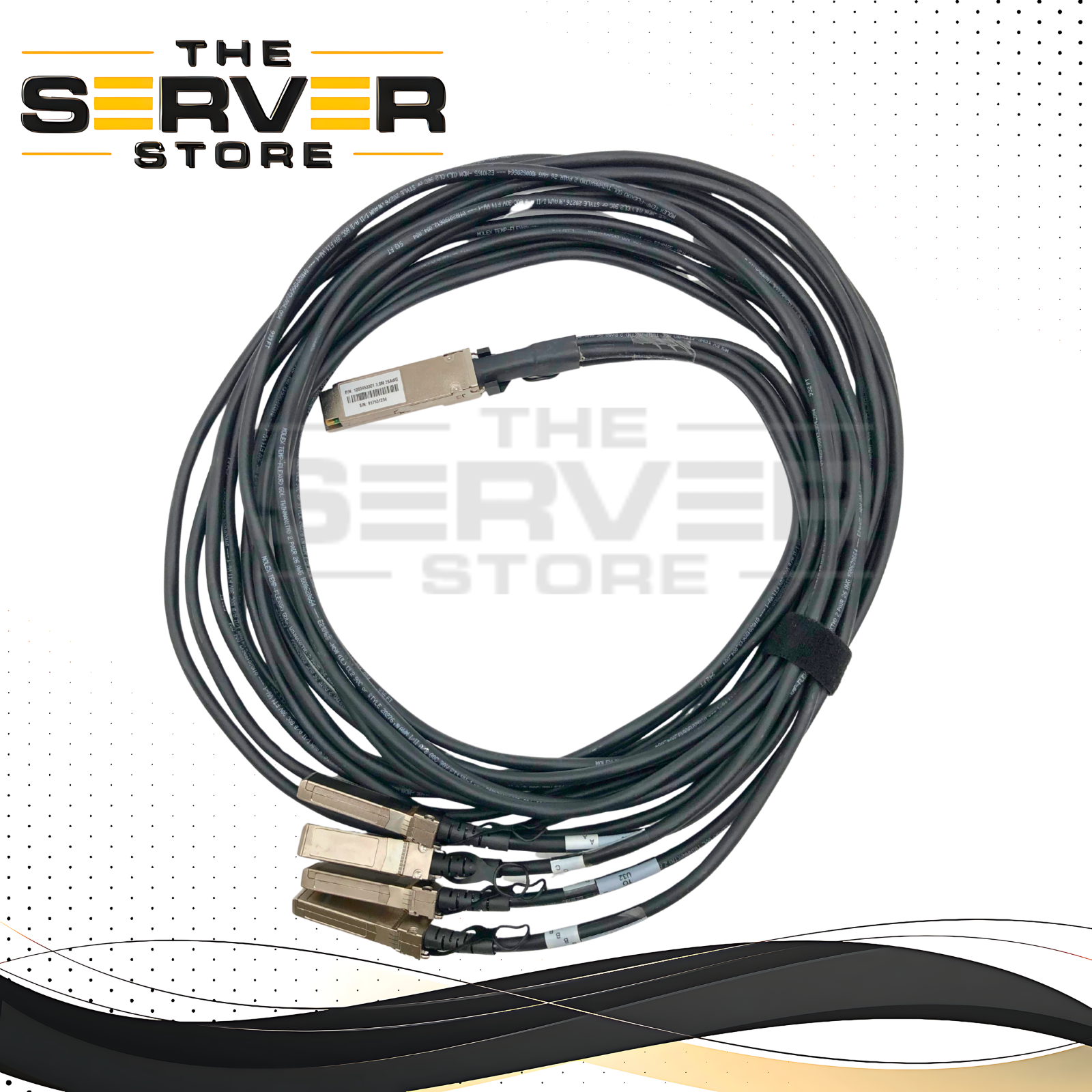 Molex 3 Meter (9.8ft) 100GbE QSFP28 to 4x 25GbE SFP28 Passive Direct Attach Copper (DAC) Breakout Cable. Temp-Flex 26 AWG Twinax. P/N: 1003453301.