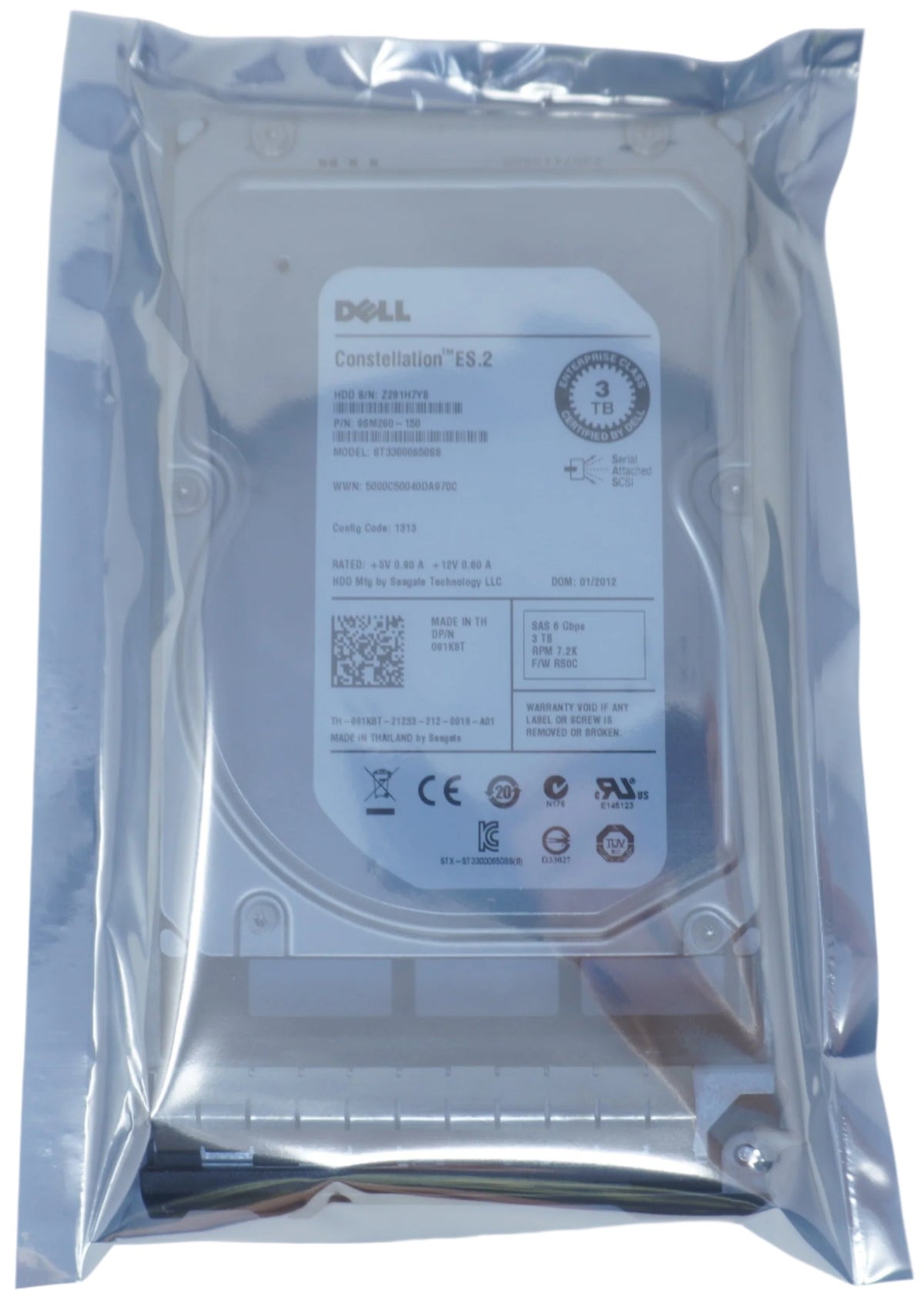 91K8T Dell Constellation 3Tb 7200rpm 6Gbps 3.5 SAS ST33000650SS