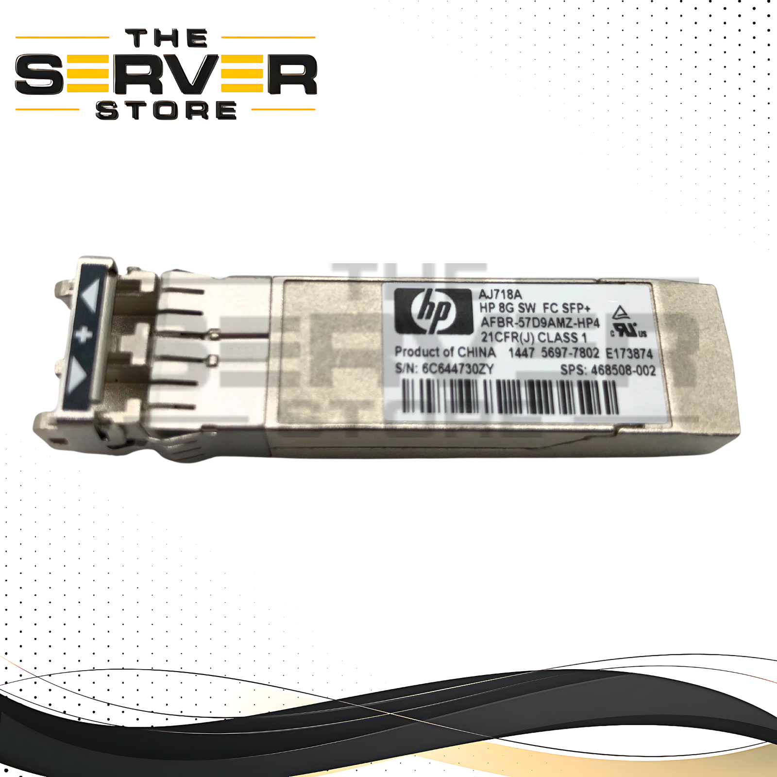 HPE 8Gb Short-Wave (SW) Fibre Channel (FC) SFP+ Optical Transceiver Module for BladeSystem & ProLiant Servers. OEM by Avago. P/N: AJ718A, 468508-002, AFBR-57D9AMZ-HP4.