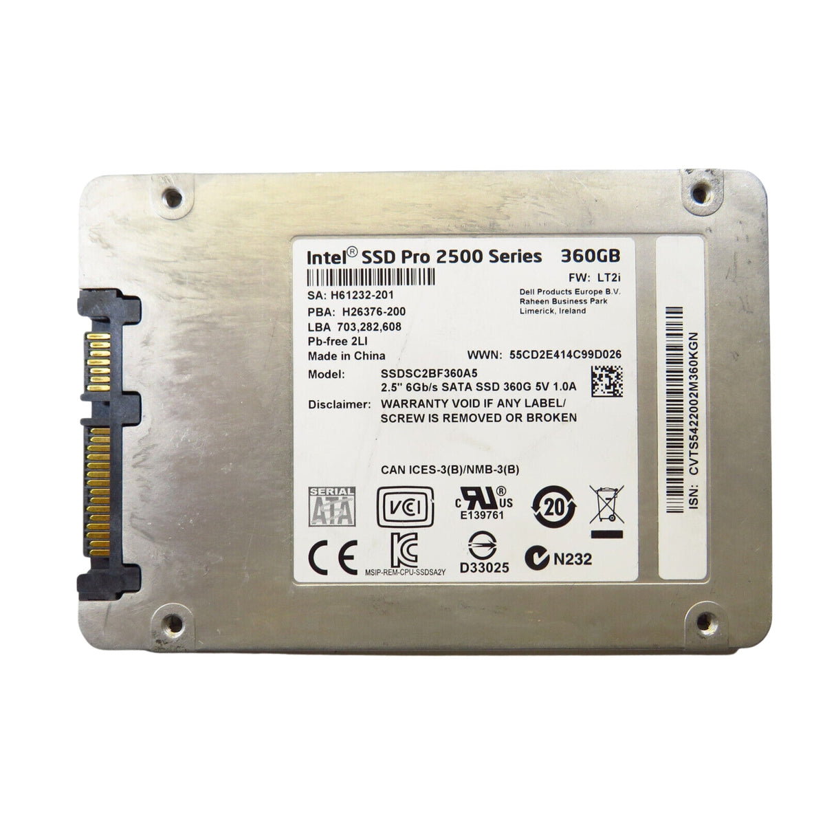 Dell GHDD8 SSDSC2BF360A5 360GB 2.5" SATA 6Gbps Pro 2500 SSD Solid State Drive (Refurbished)