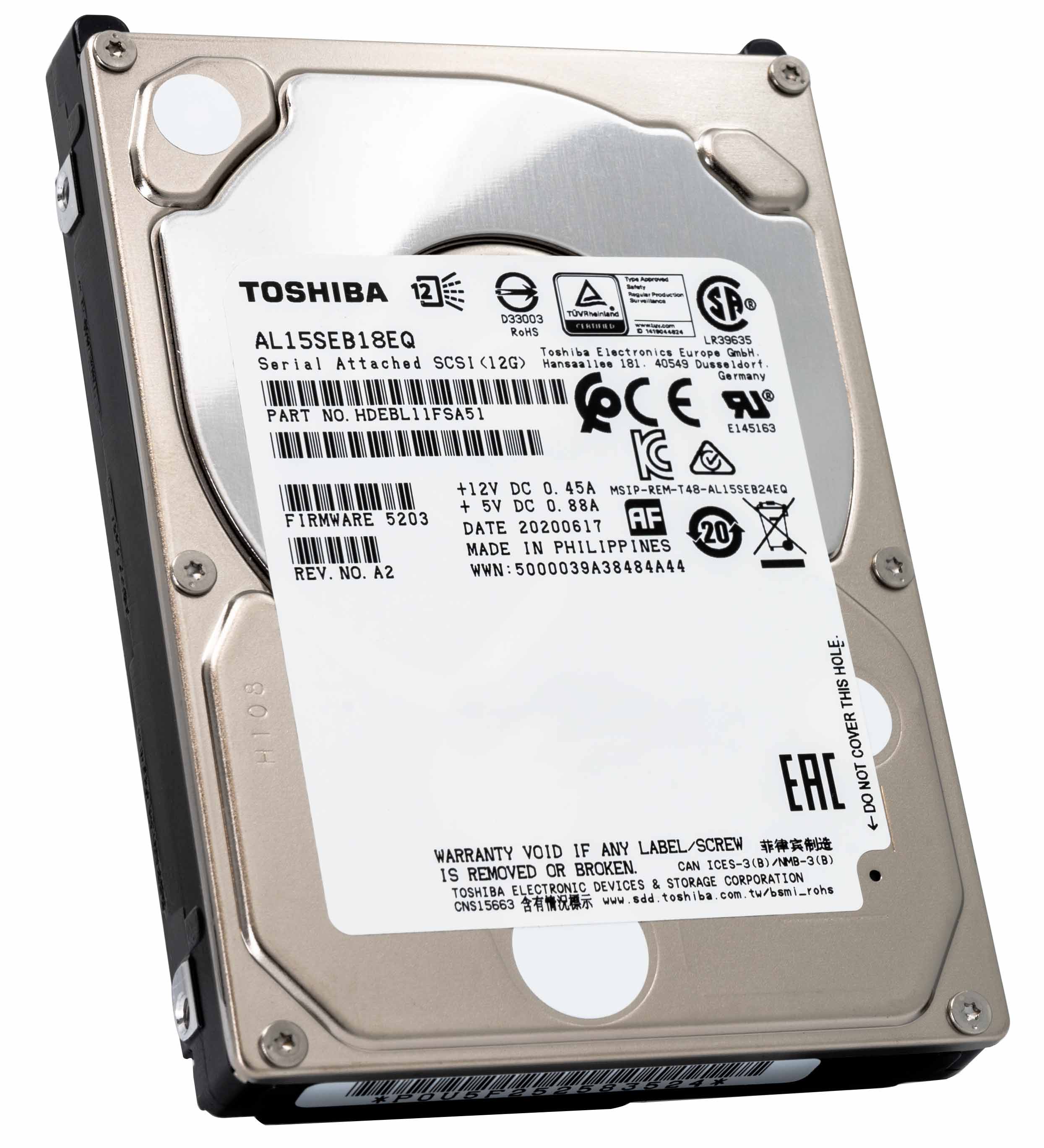 Toshiba AL15SEB AL15SEB18EQ 1.8TB 10K RPM SAS 12Gb/s 512e 128MB 2.5" Hard Drive