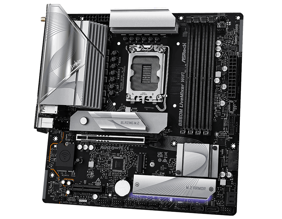 ASRock MB B860M LiveMixer WiFi B860 LGA1851 Max256GB DDR5 Micro ATX